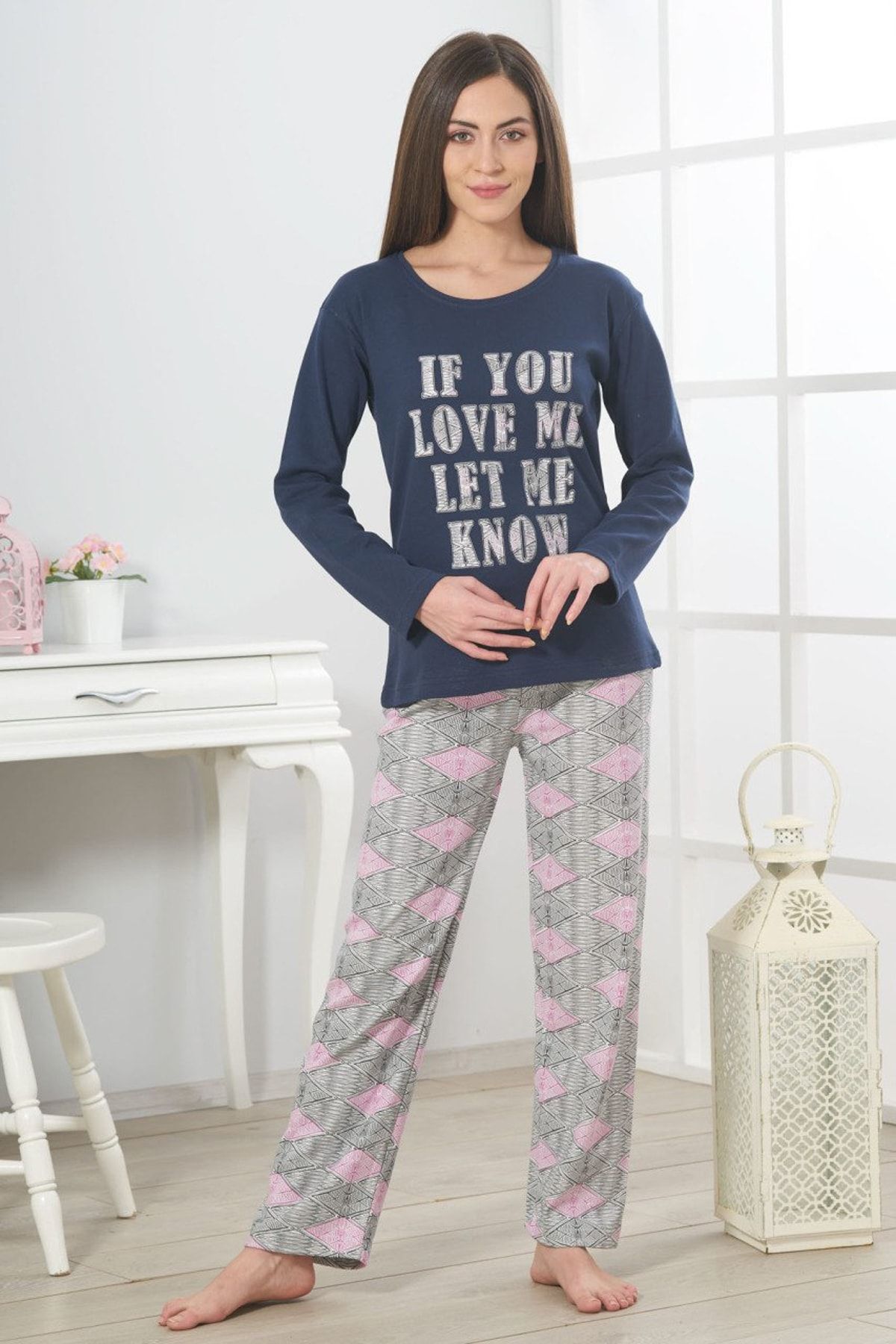 Estiva Kadın Lacivert İnterlok Pijama Takımı