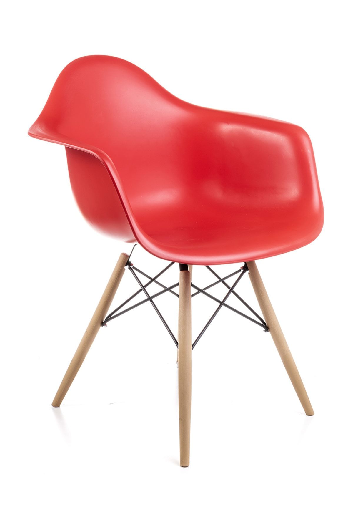 Dorcia Home Kolçaklı Kırmızı Eames Sandalye - Cafe Balkon Mutfak Sandalyesi