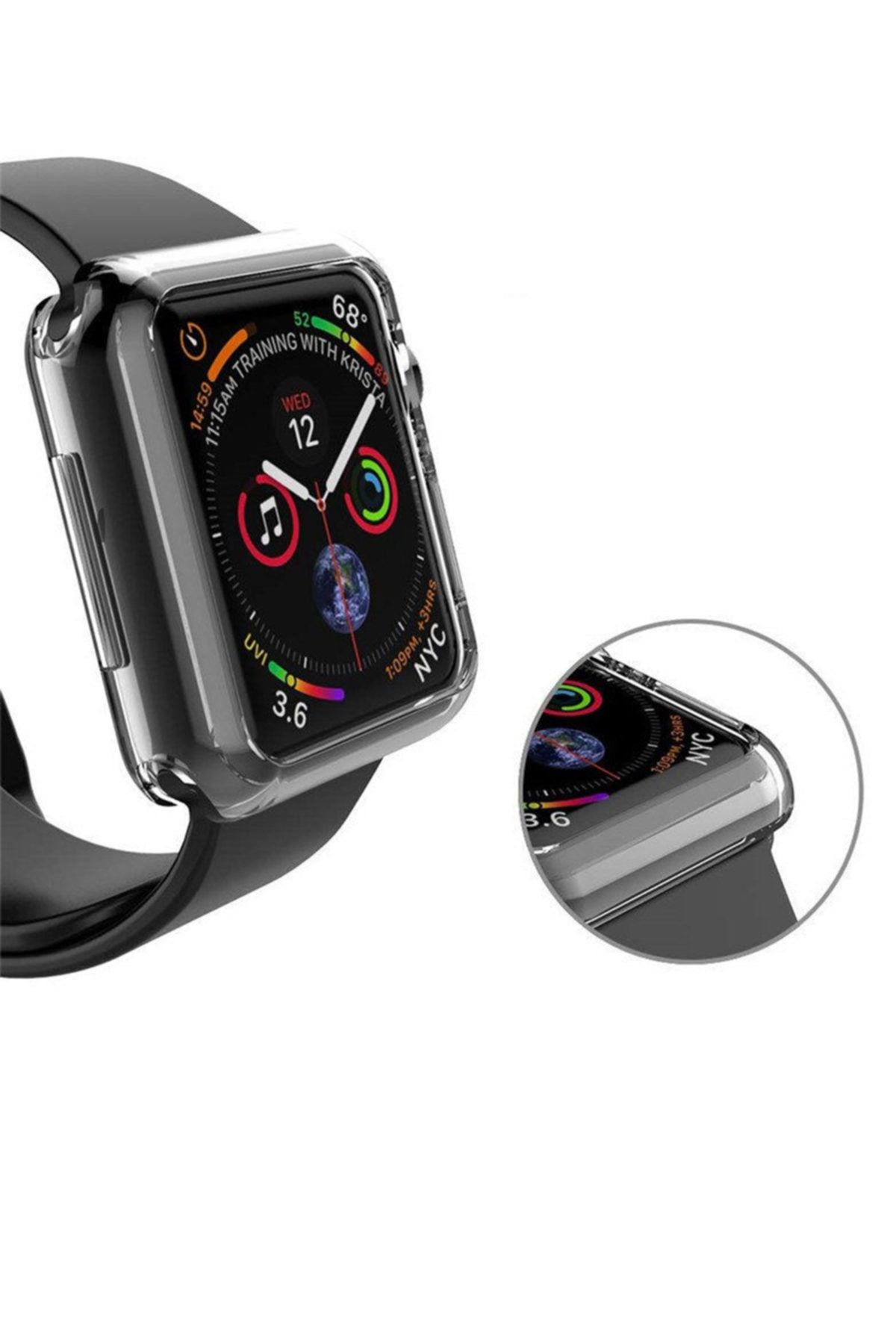 Microcase Apple Watch Seri 5 44 Mm Önü Açık Tasarım Silikon Kılıf - Şeffaf