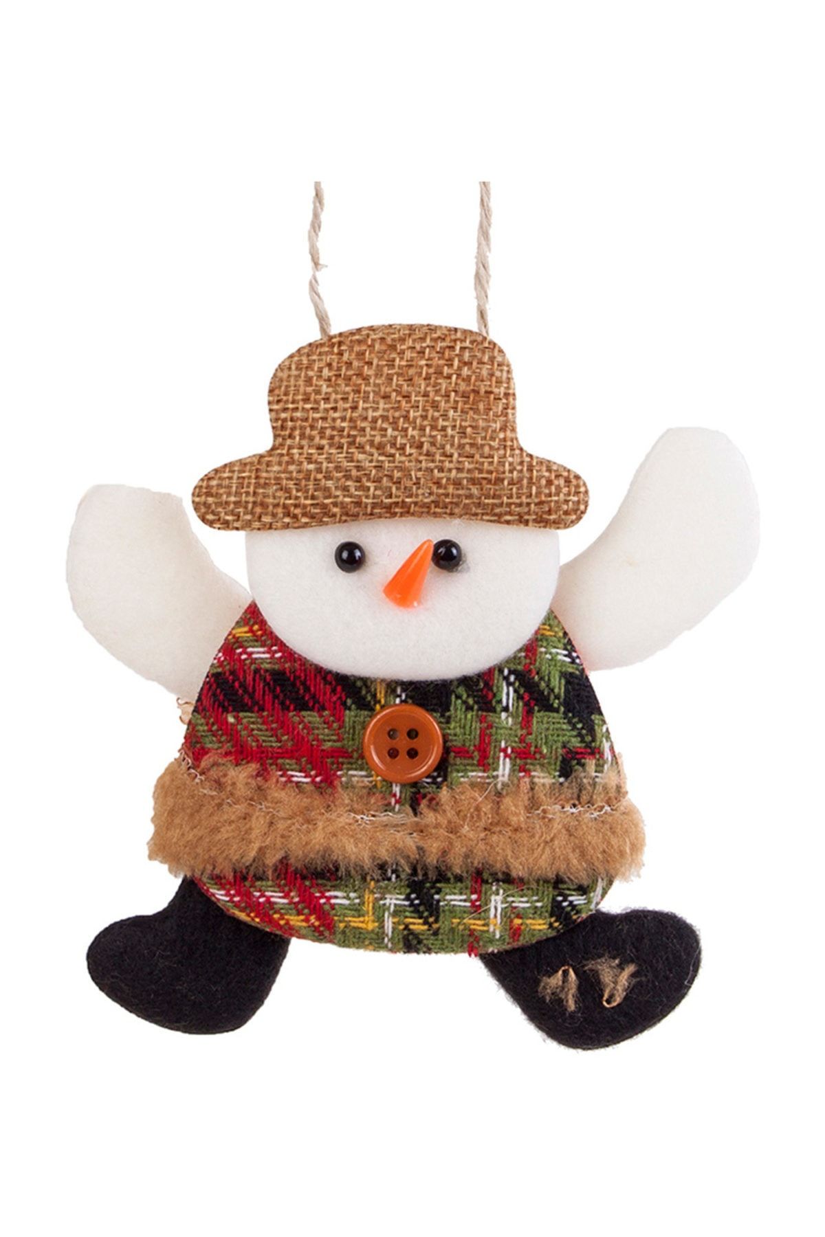 KullanAt Market Yılbaşı Kardan Adam Naturel Şapkalı Pelüş Asma Süs 13cm 1 Adet