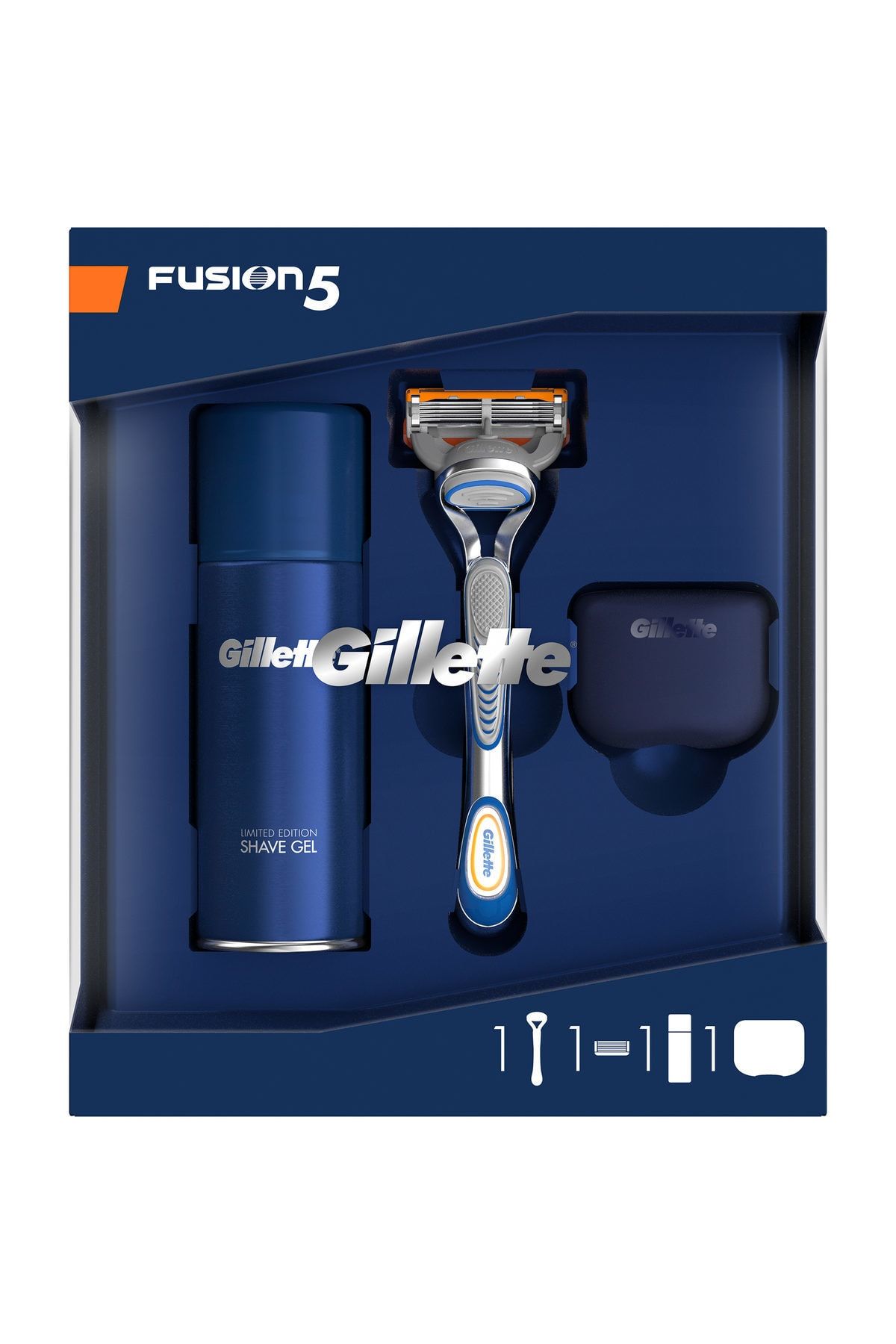 Gillette Fusion Makine + 75 ml Jel + Premium Seyahat Taşıma Kabı