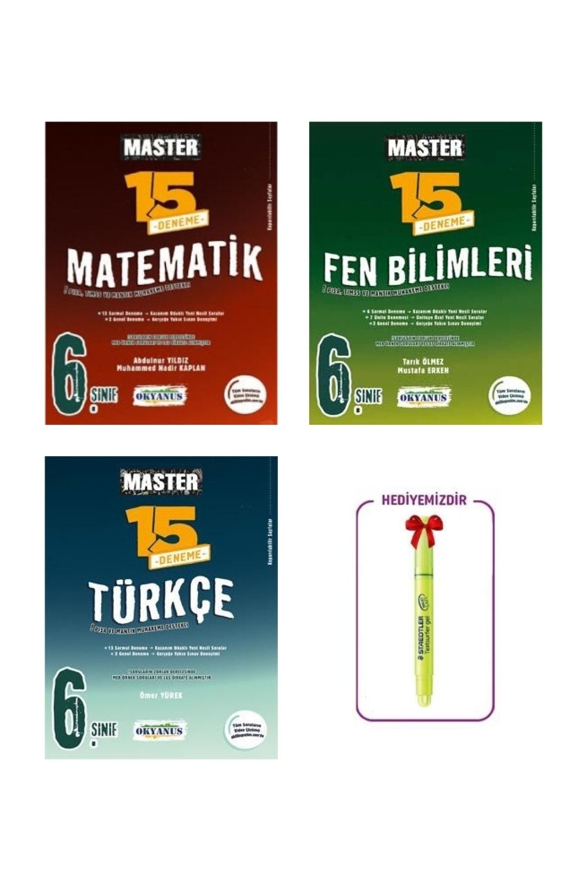 Okyanus Yayınları 6.sınıf Master 15 Fen + Master 15 Matematik Deneme+ Master 15 Türkçe Deneme