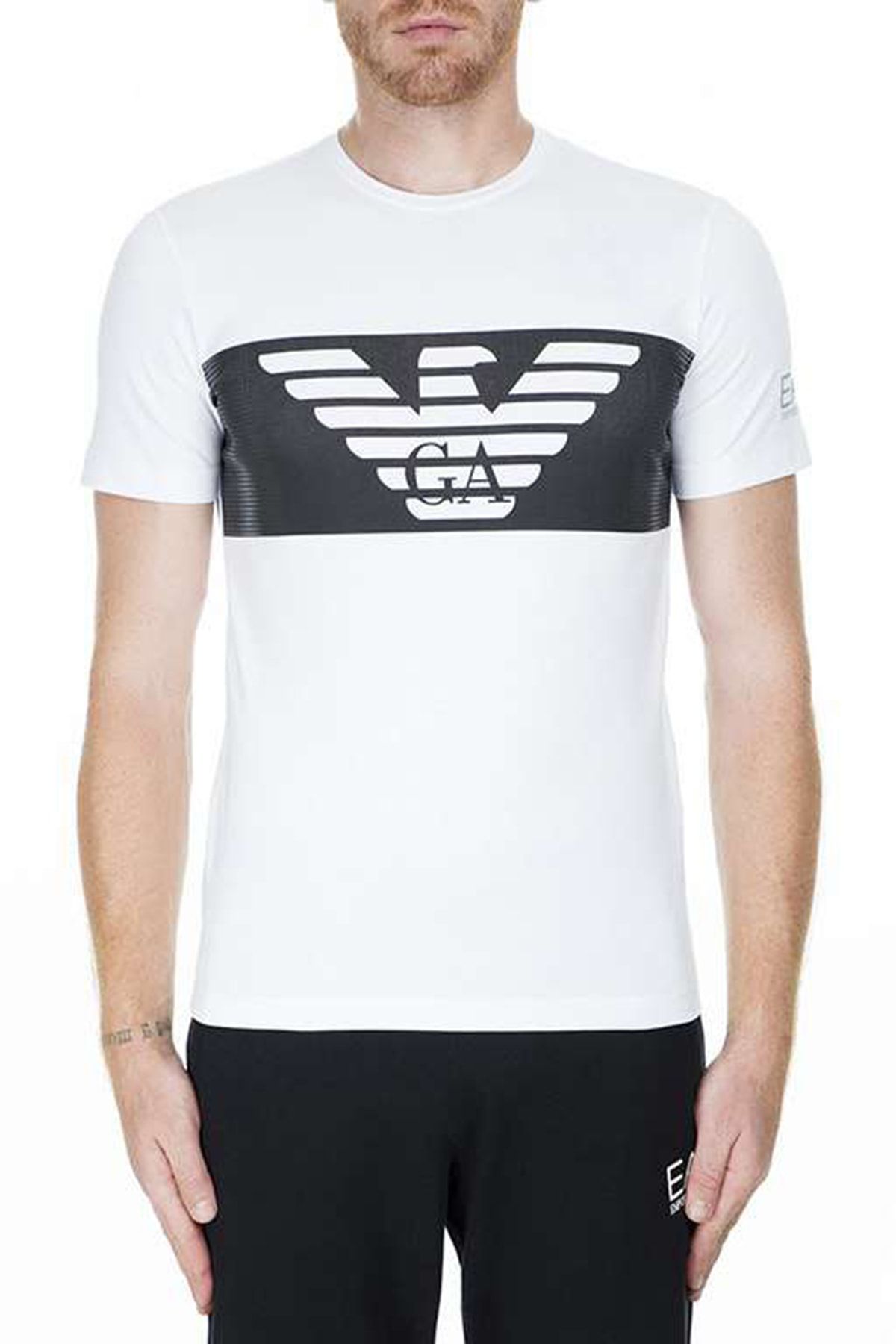 EA7 Erkek Beyaz T-Shirt 6GPT56 PJQ9Z 1100