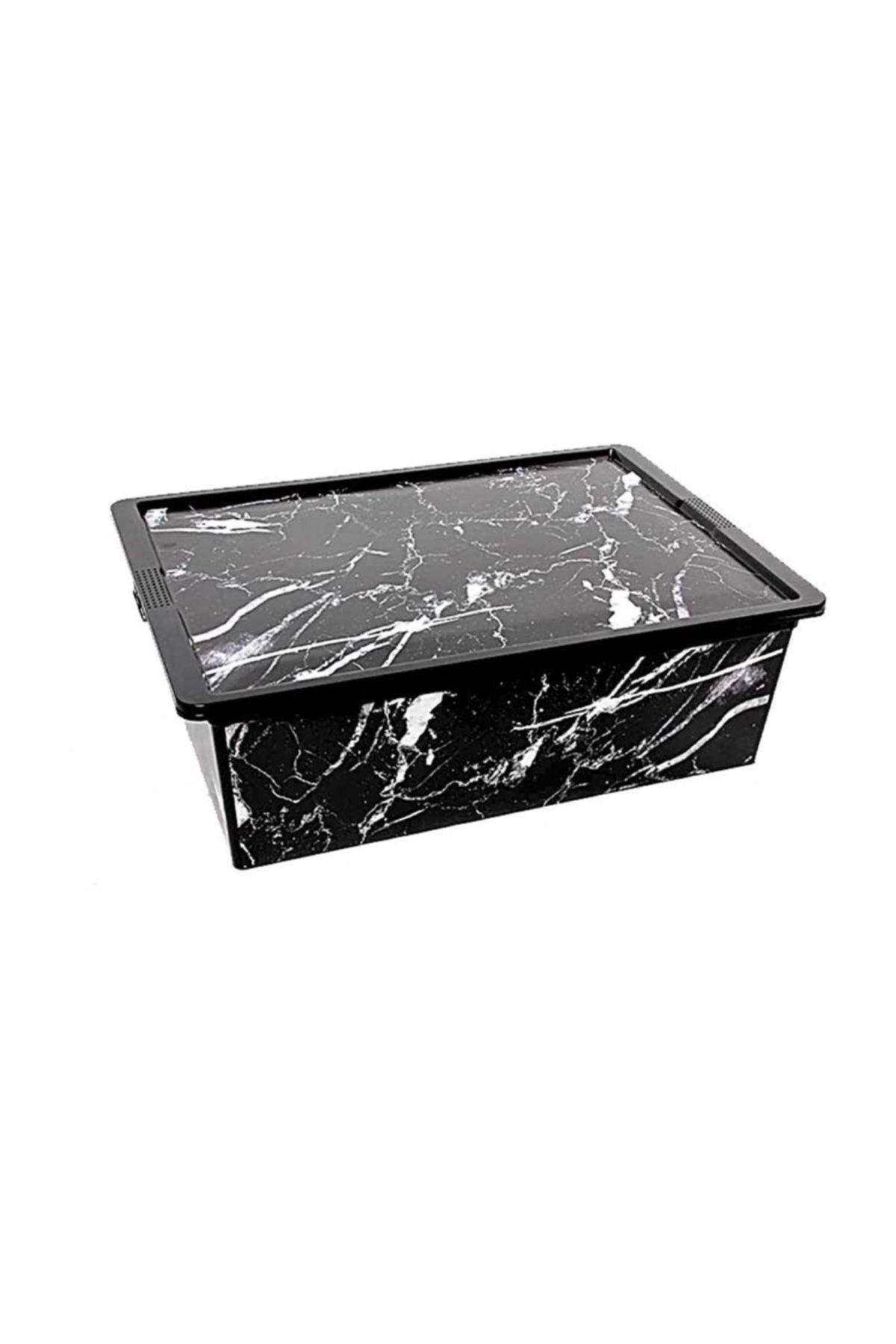 QUTU Trend Box Black Marble Dekoratif Saklama Kutusu- 25 L