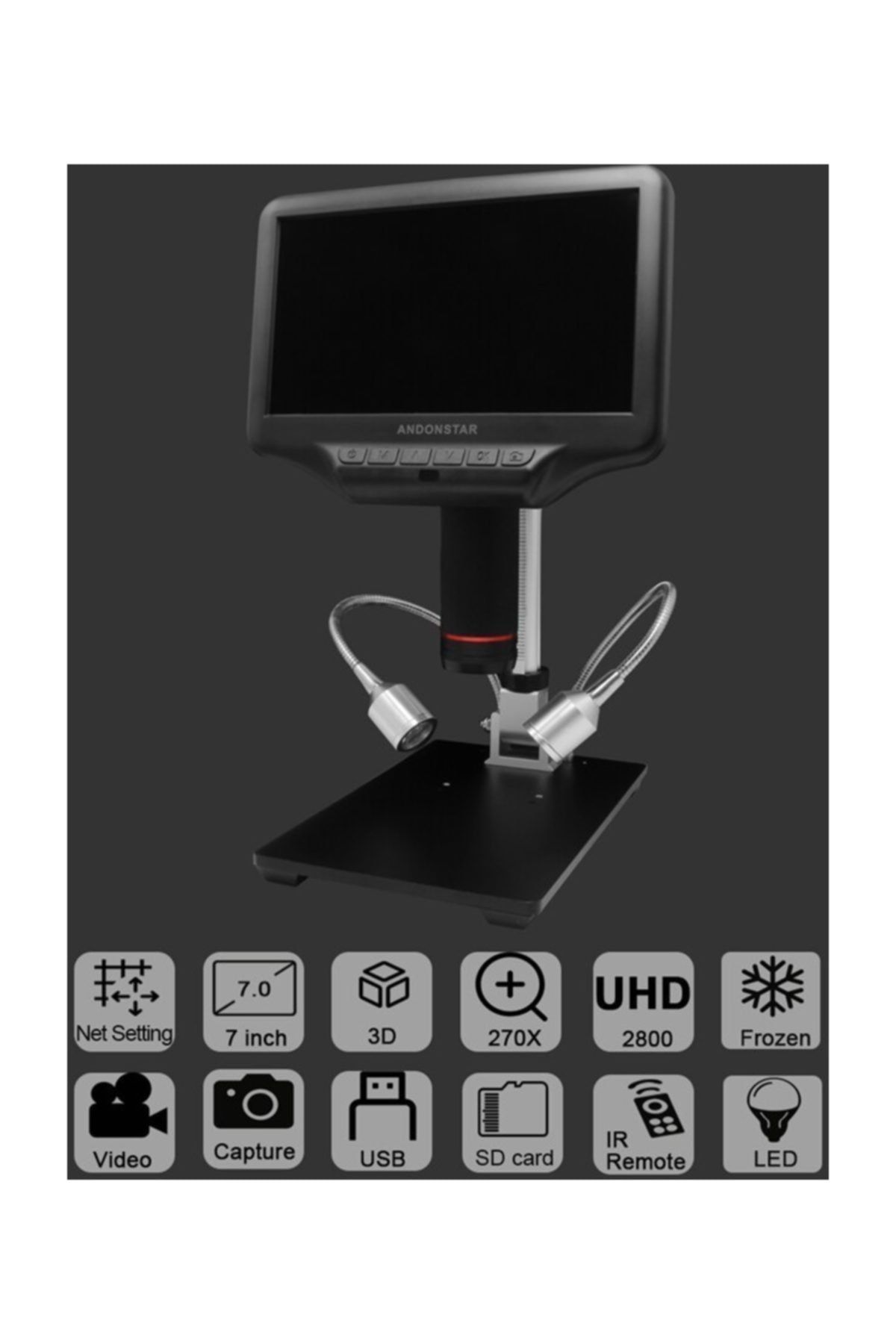 Andonstar Ad407 1080p 3d Hdmı Dijital Mikroskop 7'' Lcd Ekran Smd Telefon Tamir Cihazı