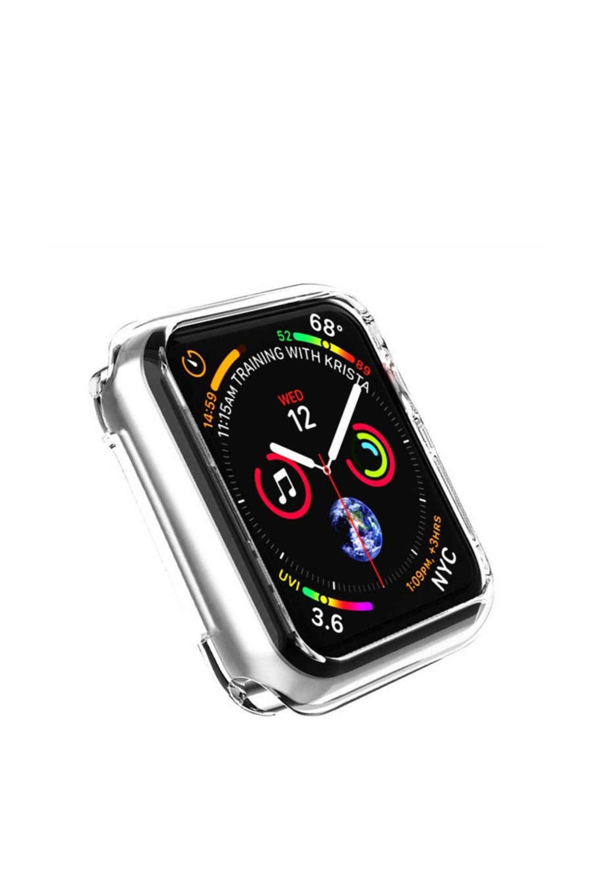 Microcase Apple Watch Seri 5  Önü Kapalı Tasarım Silikon Kılıf - Şeffaf 40 mm.