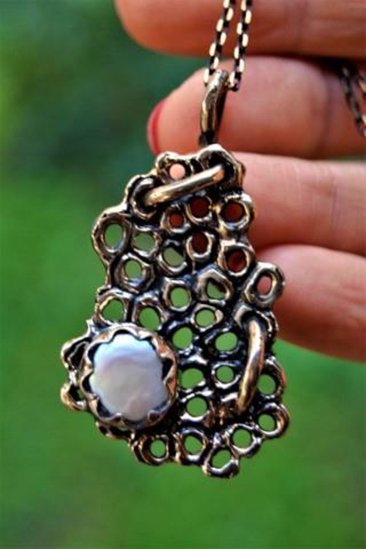 Stoneage Jewellery Özel Tasarım Gerçek İnci Doğal Taş Bayan Kolye