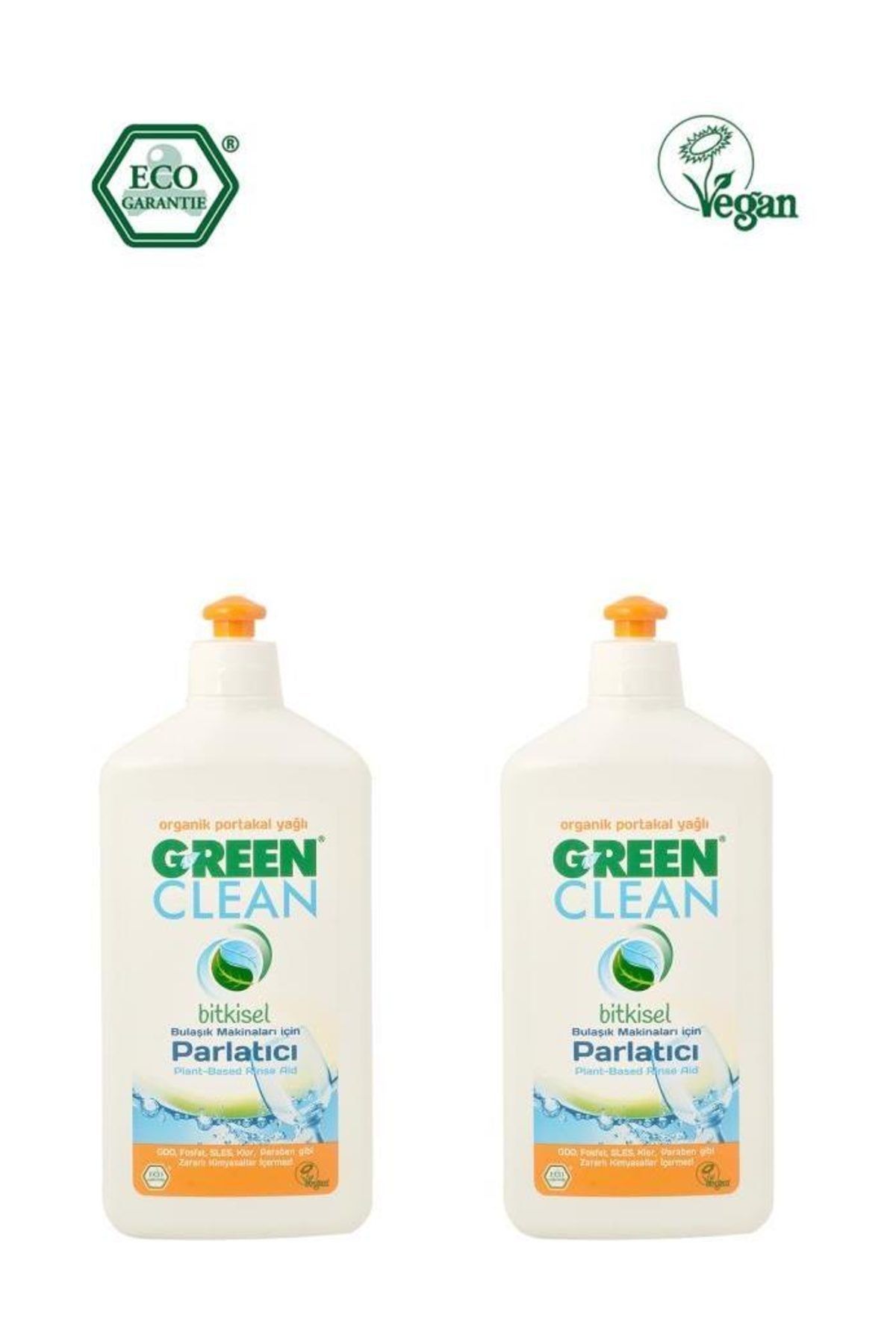 U Green Clean Organik Portakal Yağlı Bulaşık Makinesı Parlatıcı 500 ml 2 li Set