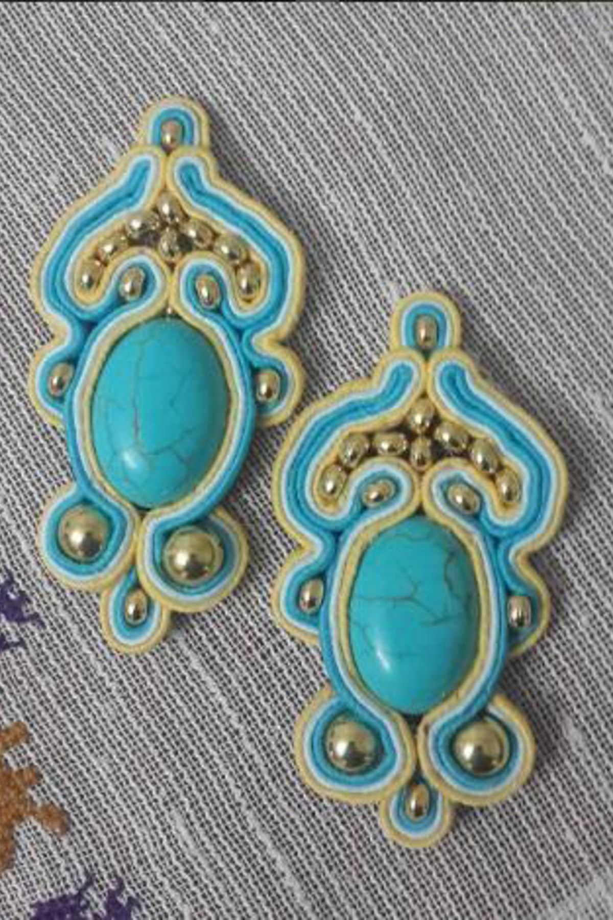 Stoneage Jewellery Özel Tasarım Bayan Küpe Firuze Doğal Taş