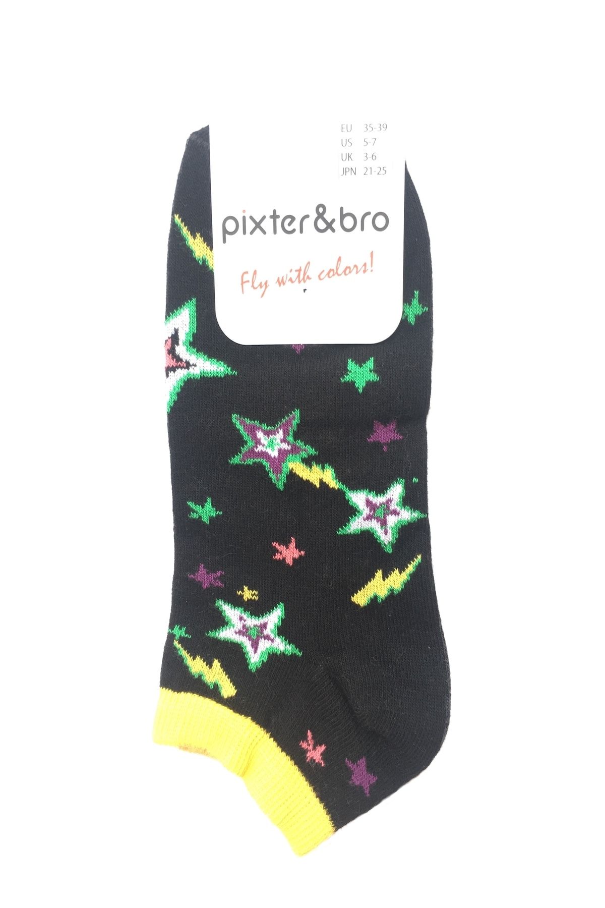 Pixter Bro Kadın Siyah Star Tekli Patik Çorap