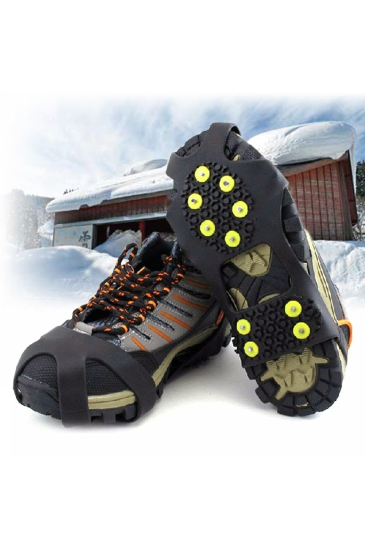 Morpanya Karpatik Kayma Önleyici Ayakkabı Kar Buz Zinciri Bot Tabanlık 10 Çivili Ayakkabı Altlığı Kr001
