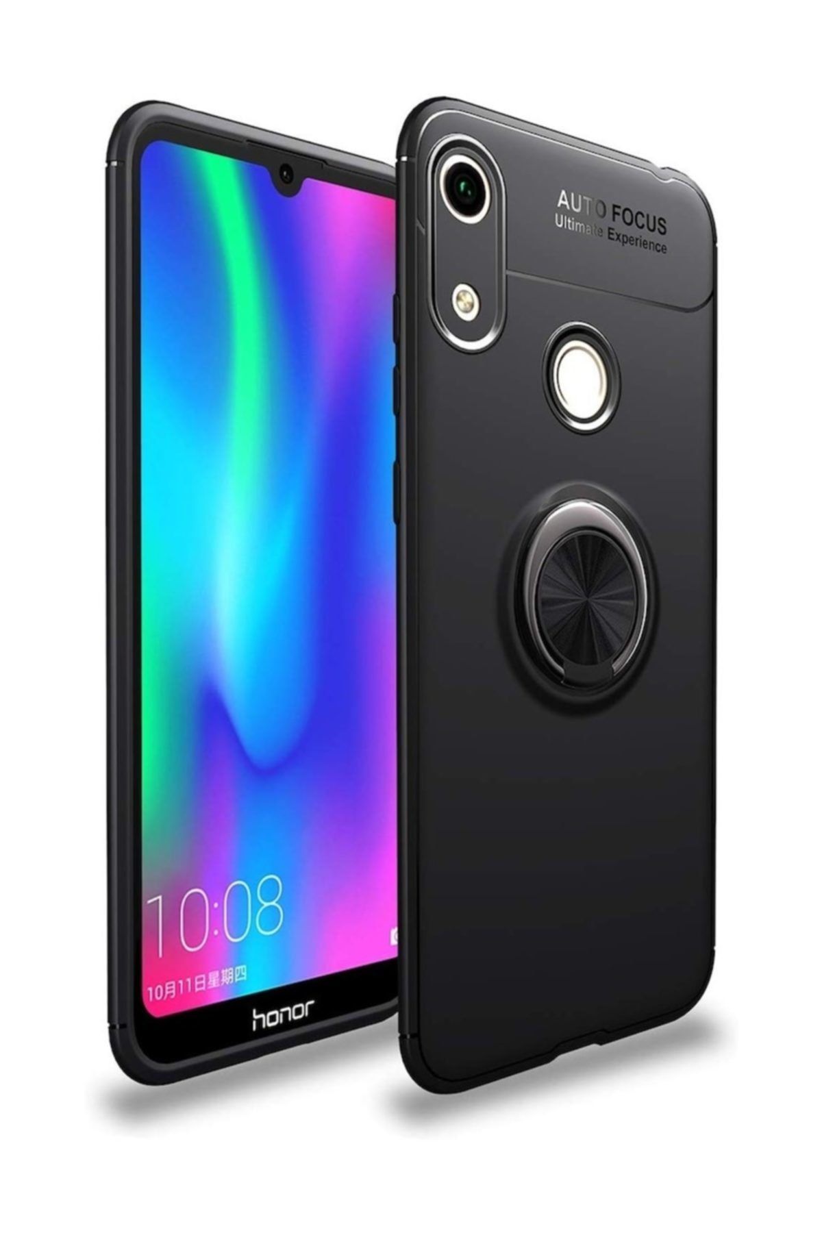 FiberAksesuar Huawei Honor 8a Kılıf Ravel Yüzüklü Standlı Mıknatıslı Kamera Korumalı Silikon Kapak