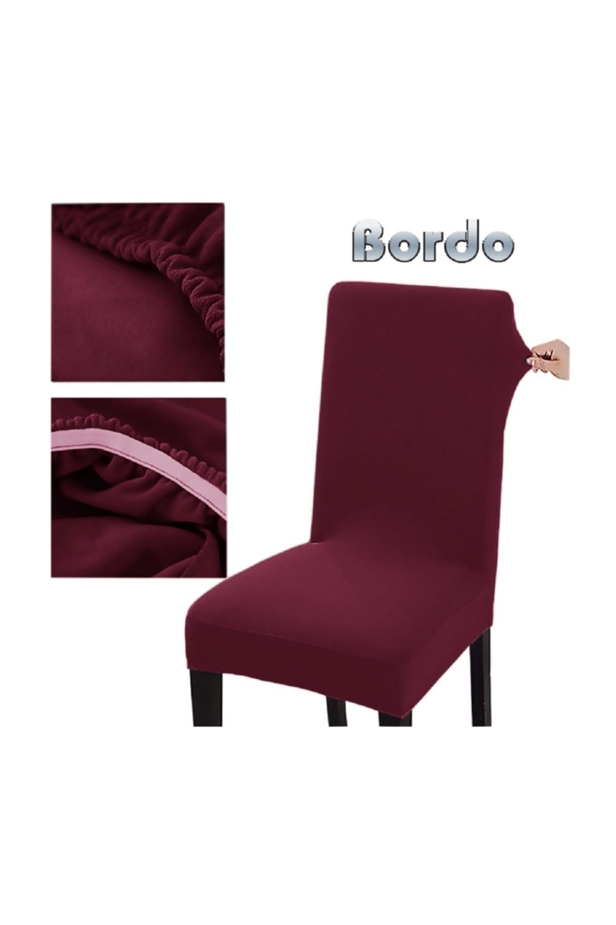 abeltrade Sandalye Kılıfı. Bordo Rengi. Standart Model 6-lı