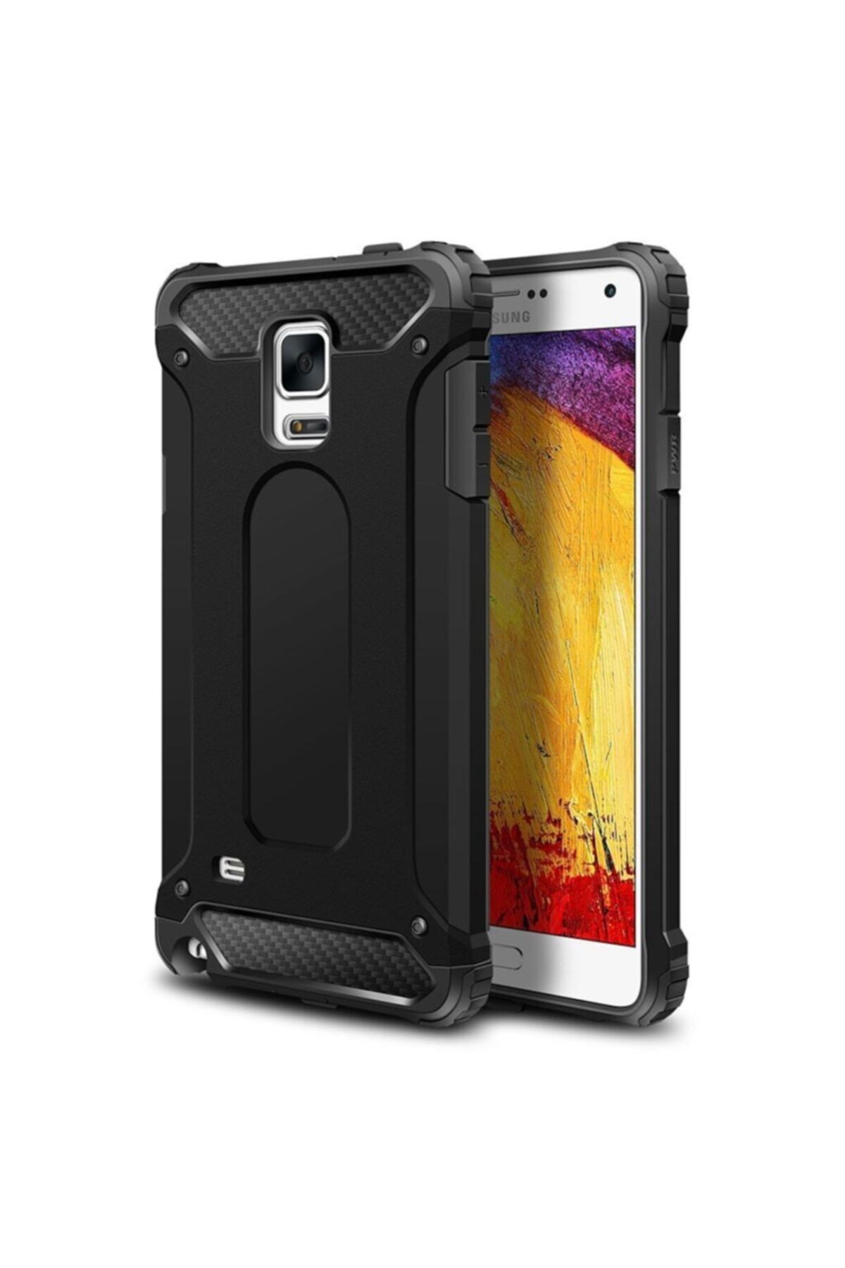 Canpay Samsung Galaxy Note 4 Uyumlu Kılıf Kulaklık Ve Şarj Girişi Korumalı Armor Case