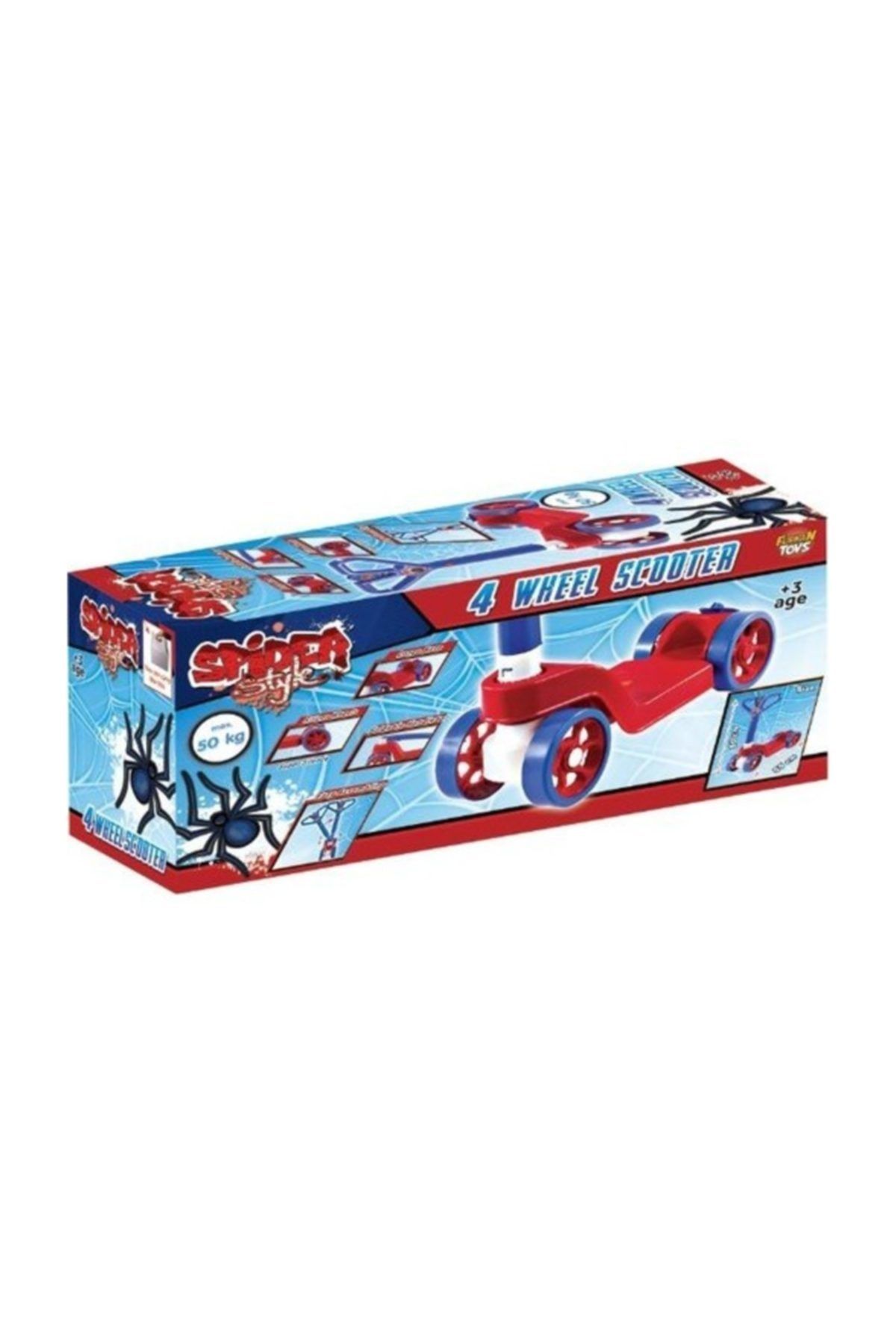 Furkan Oyuncak Furkan Toys Spider Style 4 Tekerlekli Scooter Katlanır Direksiyon