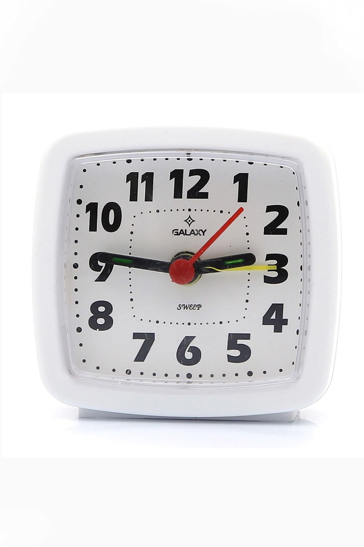 Genel Markalar Analog Küçük Boy  Akar Saniyeli Alarmlı  Masa Saati+pil Hediyeli Plastik Beyaz