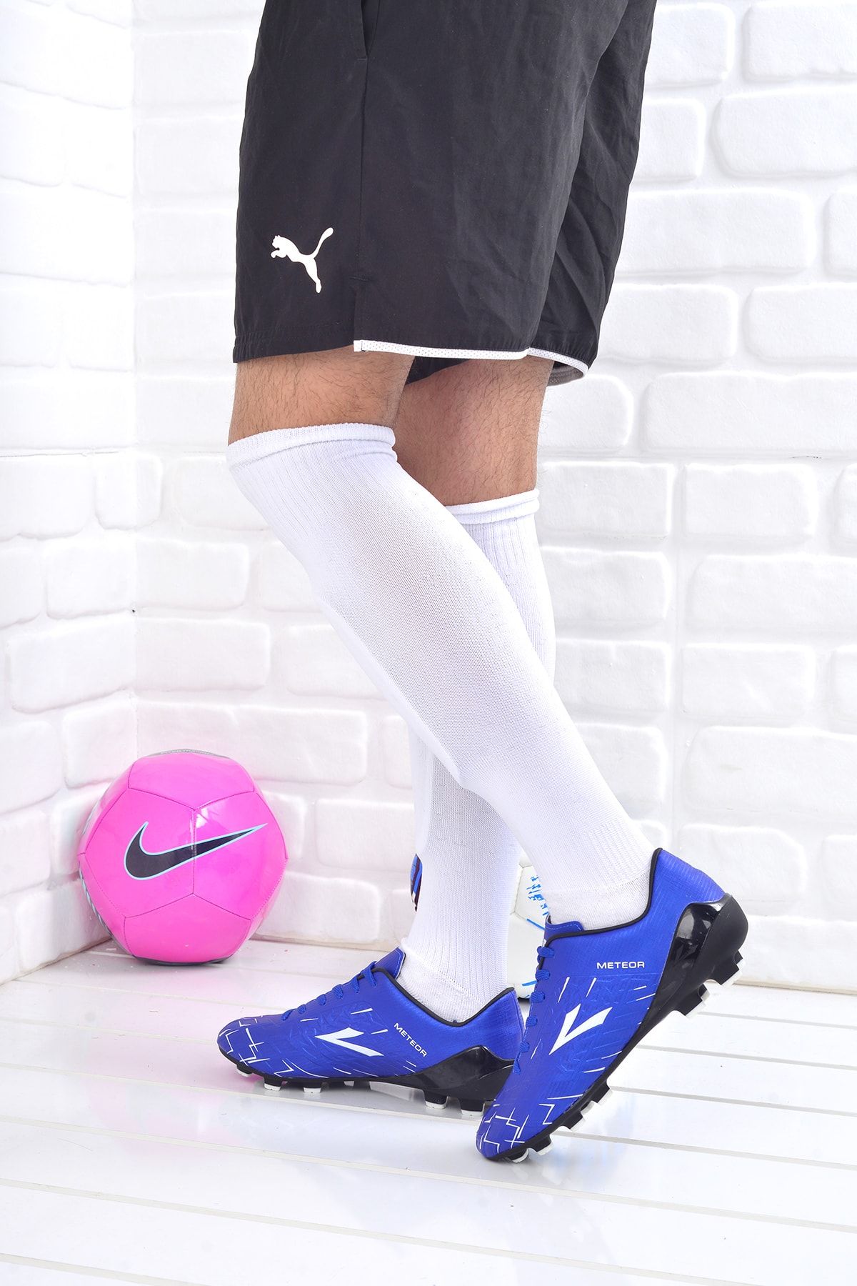 Genel Markalar Meteor Erkek Krampon Çim Saha Futbol Ayakkabısı Mavi