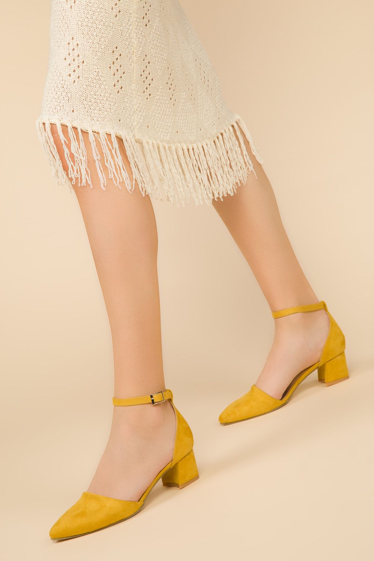 SOHO Hardal Sarı Suet Kadın Klasik Topuklu Ayakkabı 14620