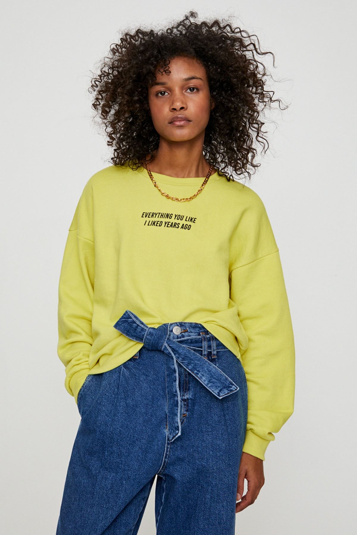 Pull & Bear Kontrast Sloganlı Renkli Sweatshirt