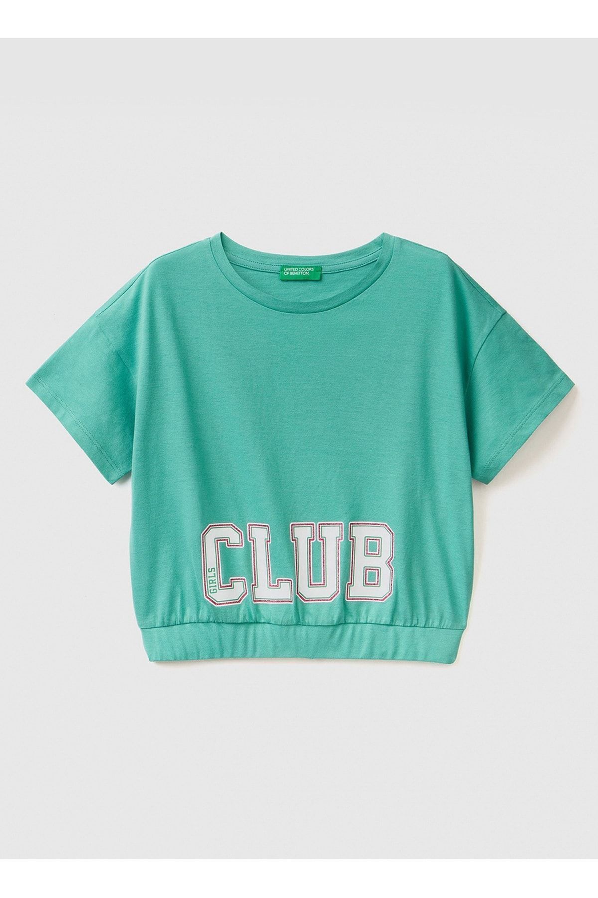Benetton Baskılı Yeşil Kız Çocuk T-Shirt 3096C10BA