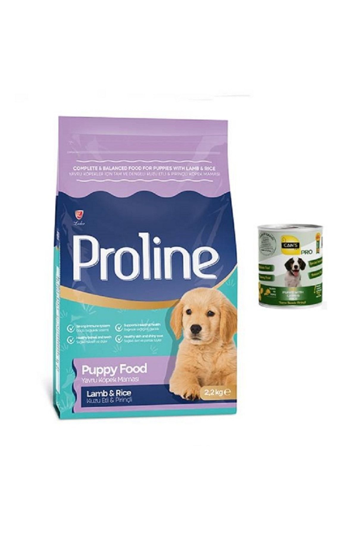 Pro Line Dog Yavru Köpekler için Tam ve Dengeli Kuzu Etli & Pirinçli Köpek Maması 2.2 kg + Konserve