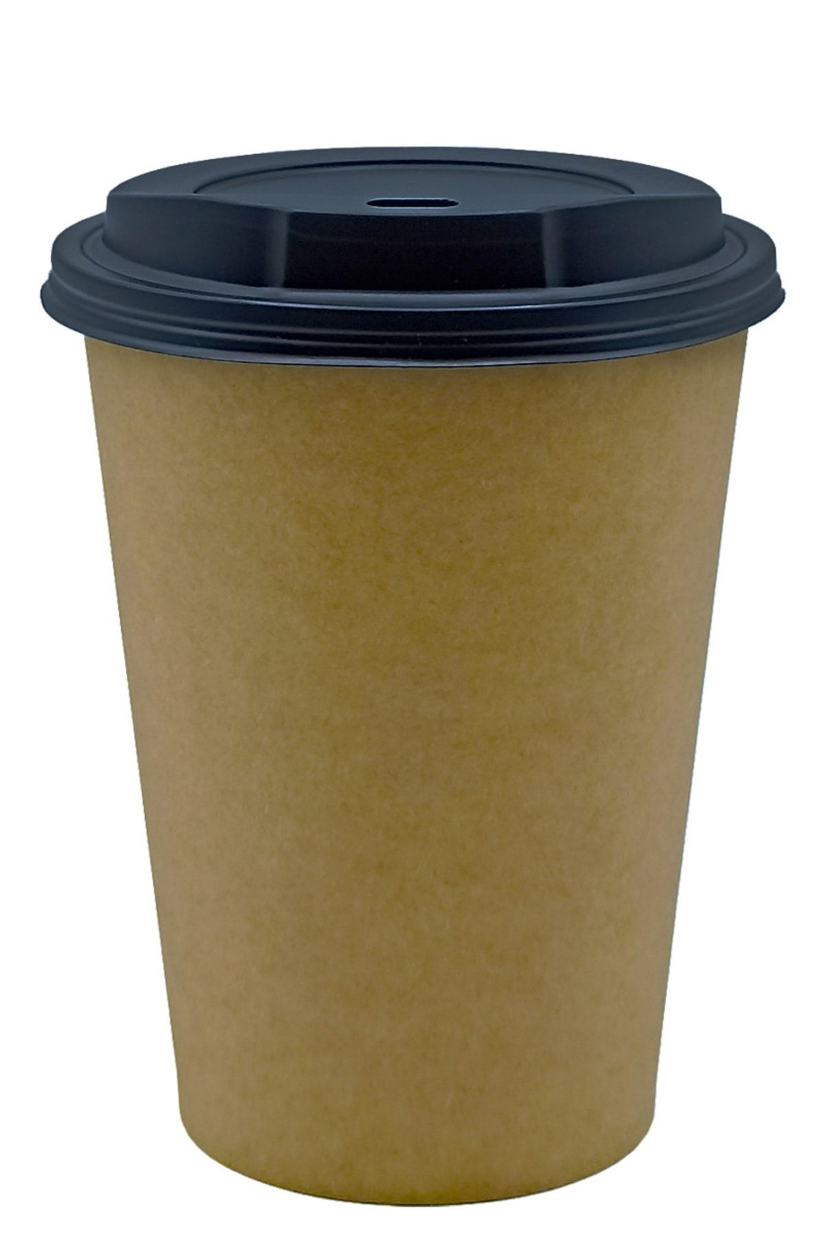 Afra Tedarik 14 Oz Siyah Kapaklı Karton Bardak Latte Cappuccino Kraft Kağıt Bardak 380 ml - 100'lü