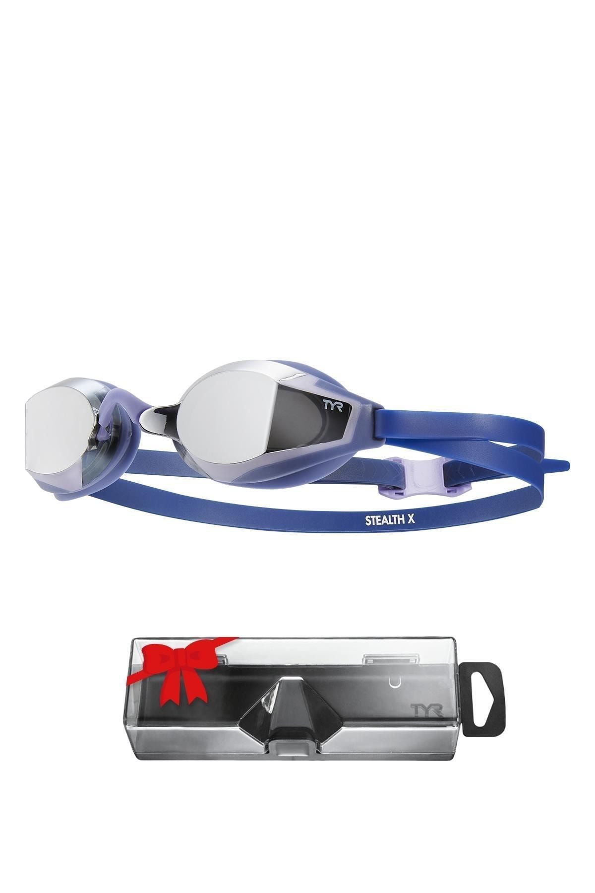 TYR Sport TYR Stealth-X Gümüş/Mor Aynalı Yüzücü Gözlüğü, Antrenman Gözlük