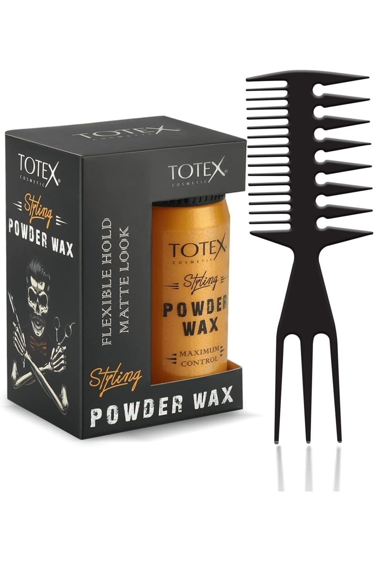 TOTEX Şekillendirici Tekstüre Edici Toz Wax 20g + Saç Şekillendirici İki Taraflı Antistatik Tarak