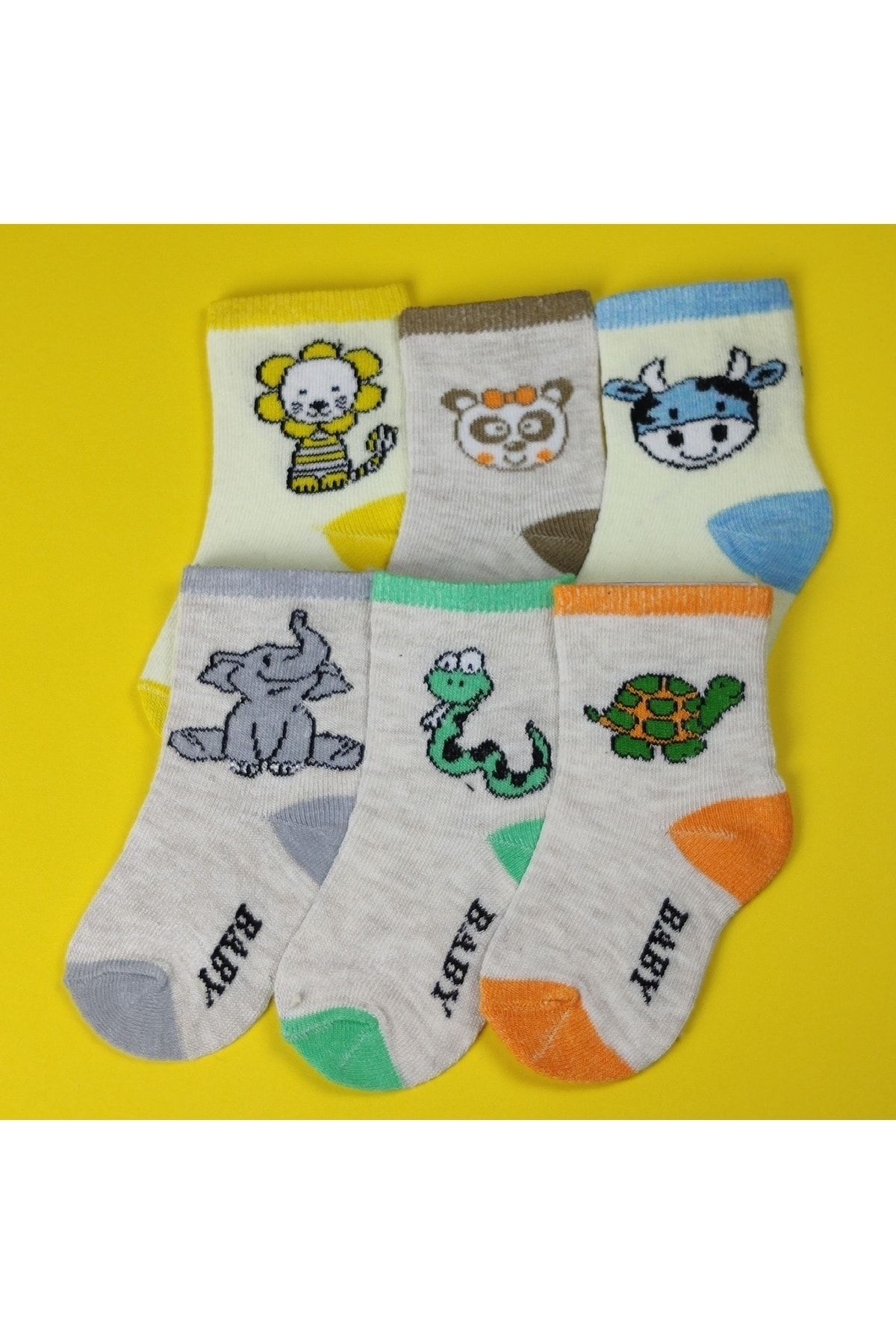 SOYTEMİZ Bebek Çorabı Animal World Serisi Penye Rahat 6 Çift