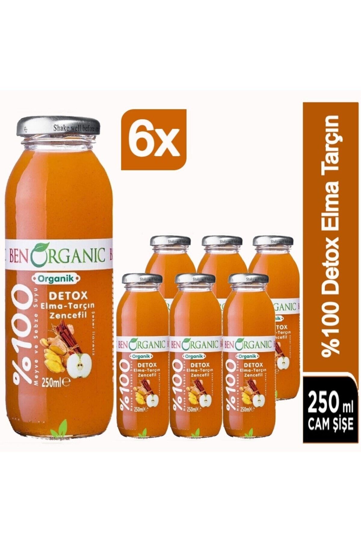 Benorganic Organik Detox Elma Tarçın Zencefil Suyu 6x250ml