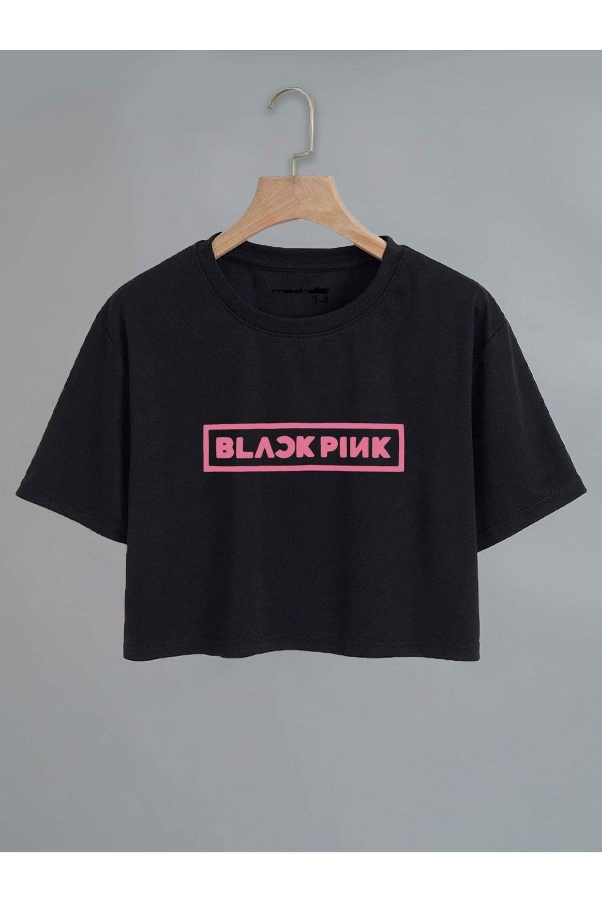 Machetta Kız Çocuk Black Pink Baskılı T-shirt Crop Bluz