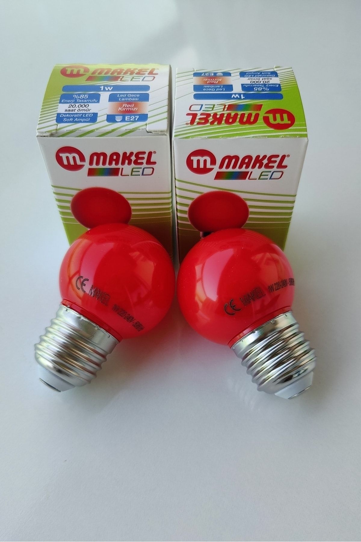 MAKEL Led Işıklı Gece Lambası 1 W Kırmızı (2 ADET)