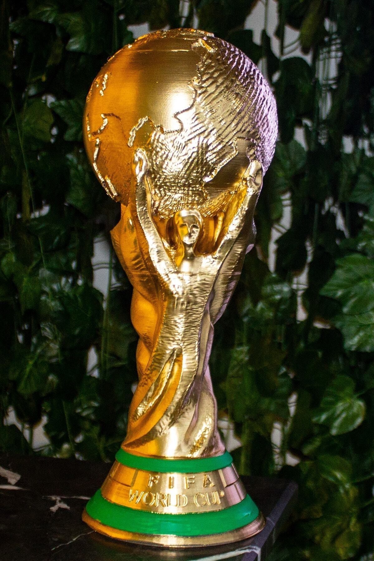FLEXİS 36,5 Cm Orjinal Boy Dünya Kupası Gold Kaplama Gerçek Boyut Messi Qatar Futbol