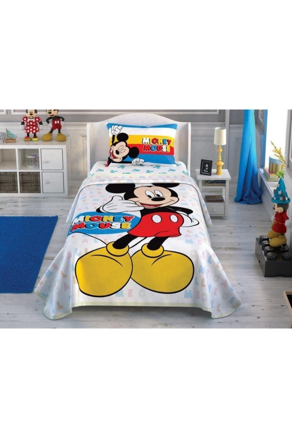 Taç Lisanslı Mickey Call Me Tek Kişilik Pike Takımı