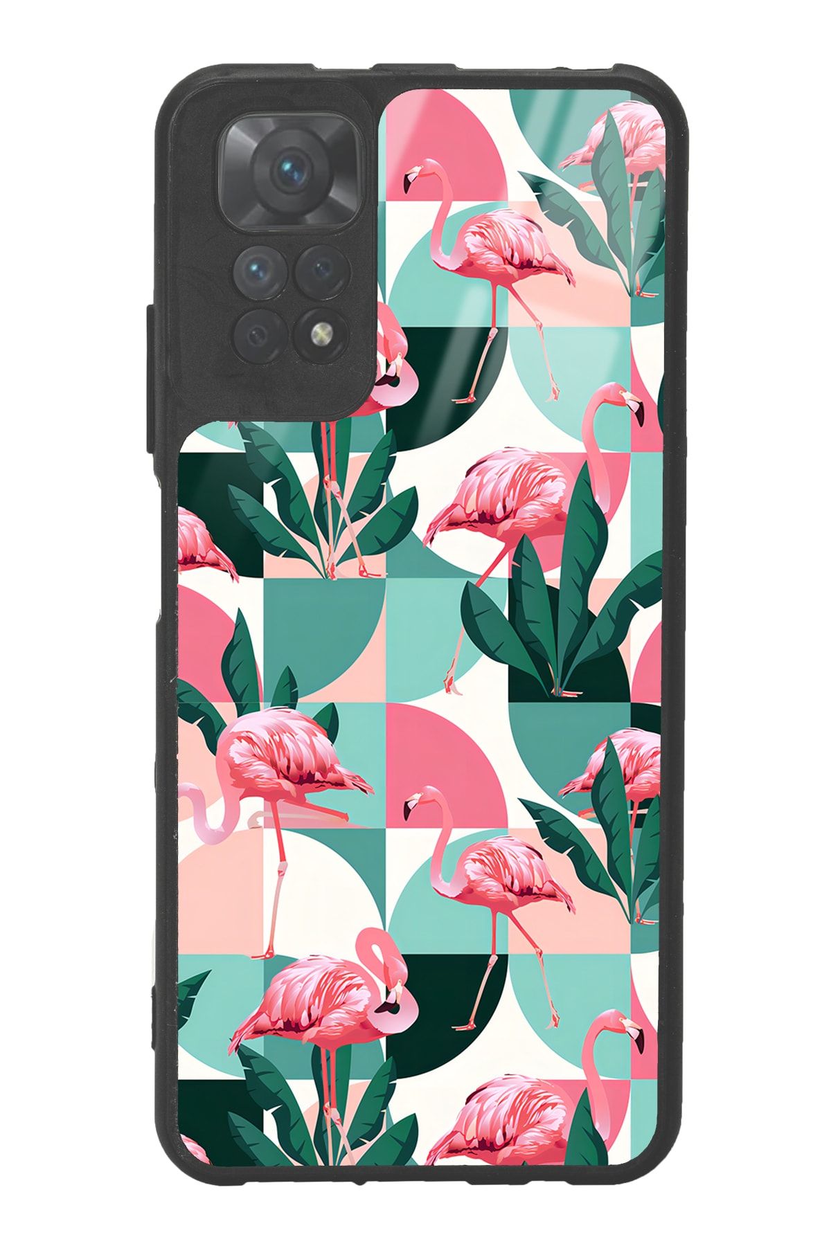 Spoyi Xiaomi Redmi Note 11s Retro Flamingo Duvar kağıdı Tasarımlı Glossy Telefon Kılıfı