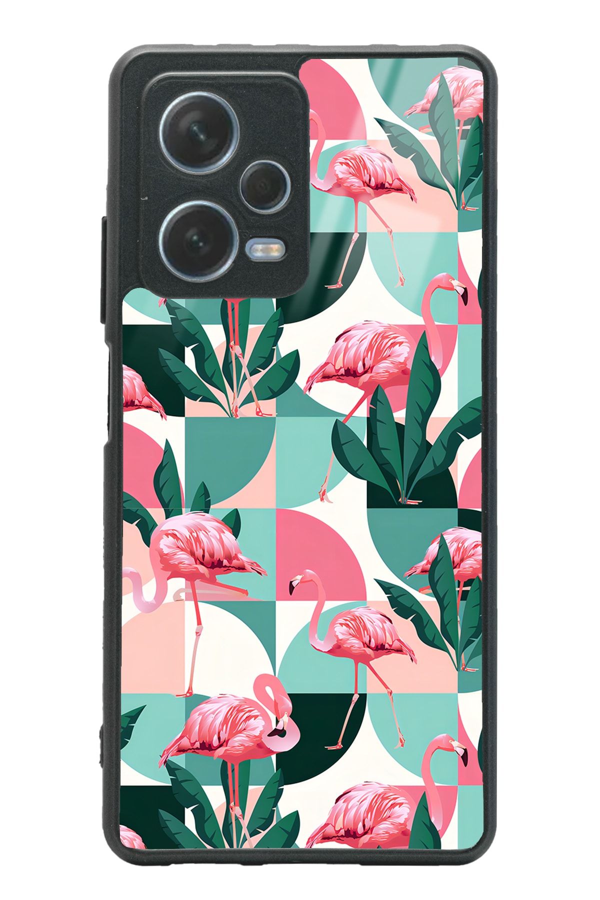 Spoyi Xiaomi Redmi Note 12 Pro 5g Retro Flamingo Duvar kağıdı Tasarımlı Glossy Telefon Kılıfı