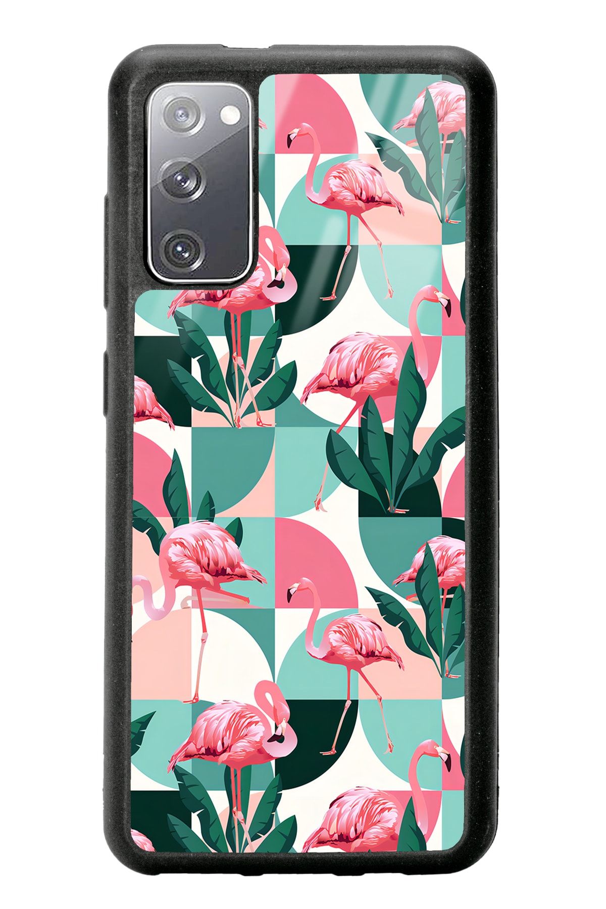 Spoyi Samsung S20 Retro Flamingo Duvar kağıdı Tasarımlı Glossy Telefon Kılıfı