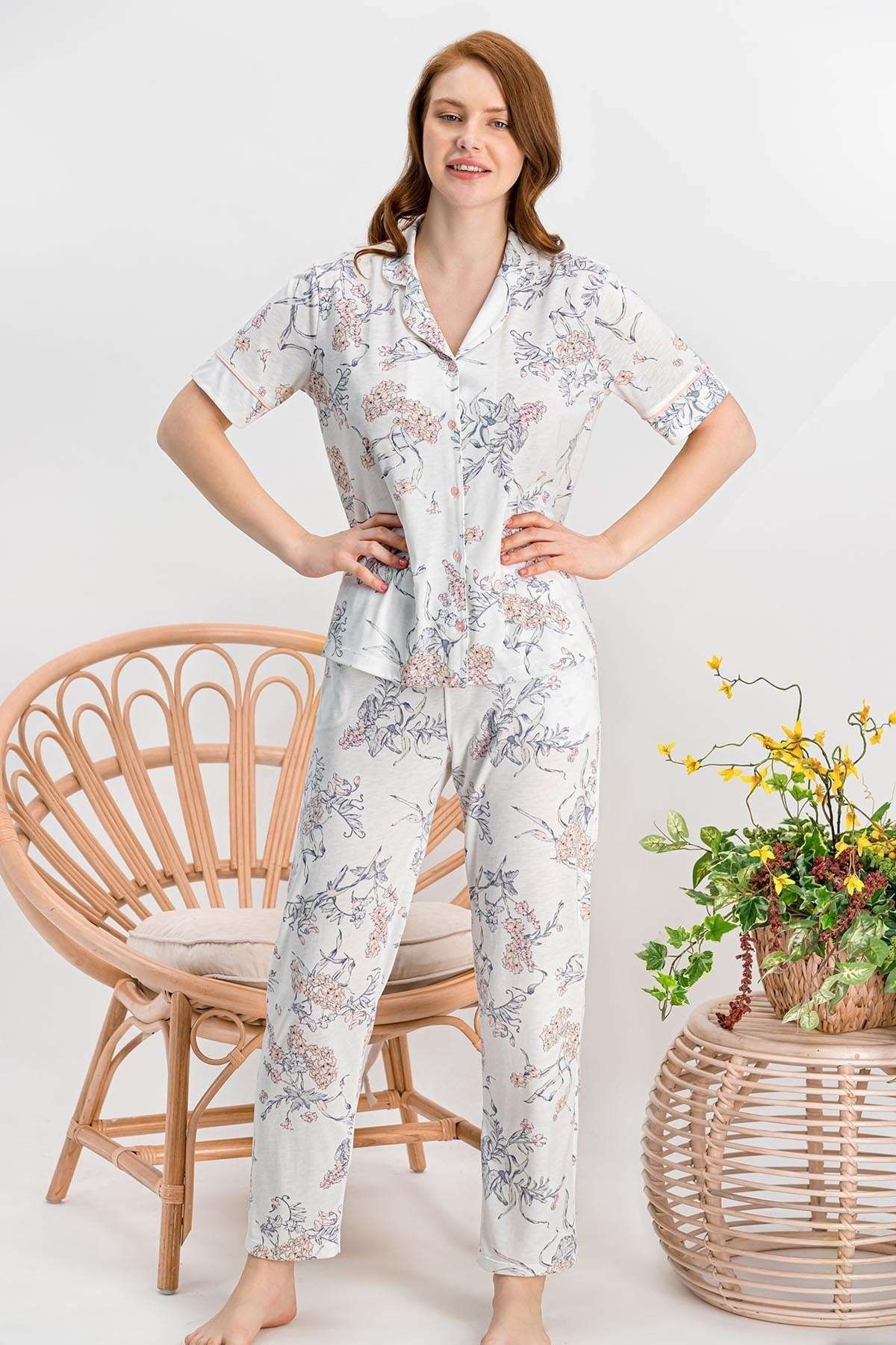 Arnetta Kadın Hyacinth Krem Gömlek Pijama Takımı