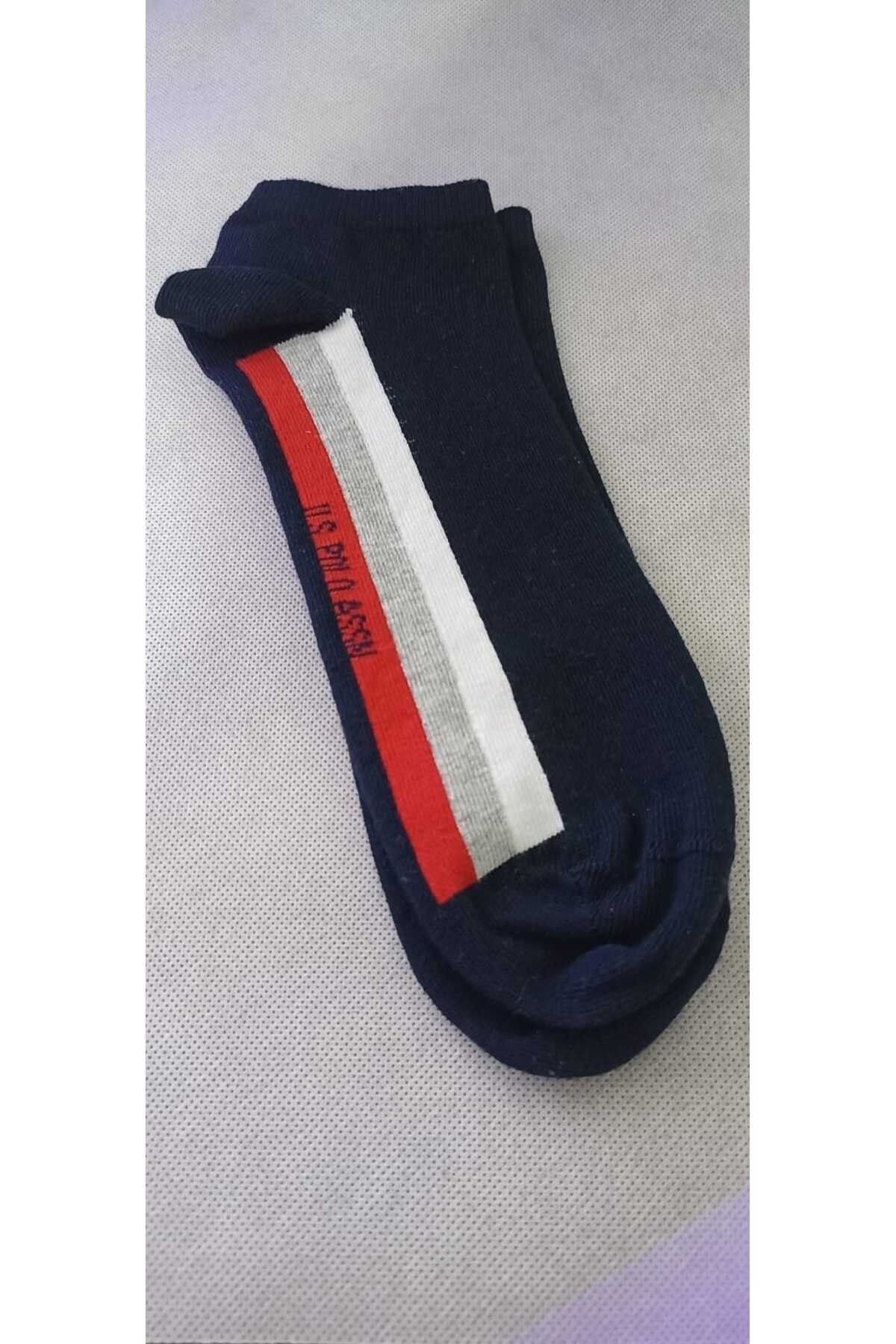 U.S. Polo Assn. Erkek 2'Lİ Lacivert kırmızı gri beyaz Patik Çorap