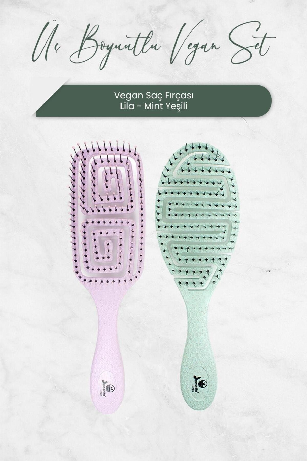 Nascita Üç Boyutlu Vegan Saç Fırçası Mint Yeşili ve Lila