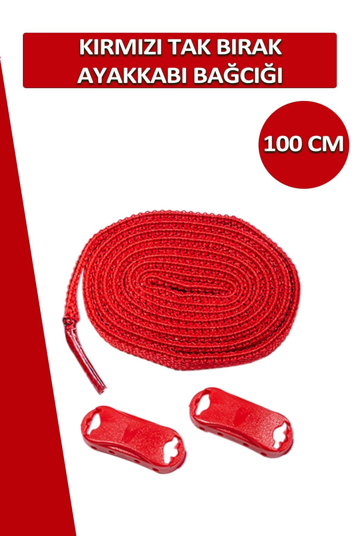 Dopar Kırmızı Elastik Akıllı Esnek Bağcık Tak Bırak Ayakkabı Bağcığı 1 Çift 100cm