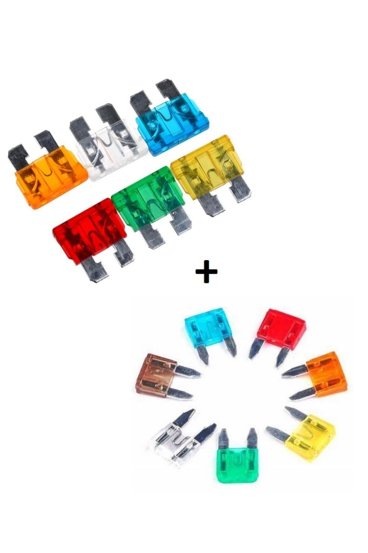 SKAUTO Standart Boy + Mini Boy Bıçak Sigorta Seti 30 Adet Araba Elektrik Sigortası Set