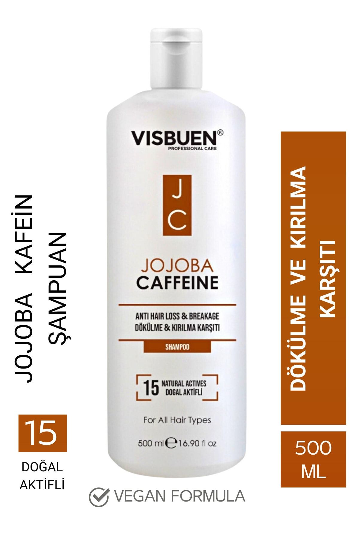 Visbuen Jojoba Kafein 15 Doğal Aktifli Saç Dökülmesine Ve Kırılmasına Karşı Şampuan