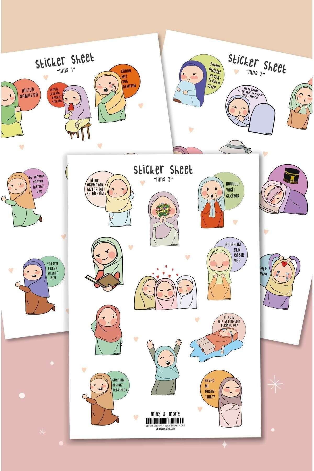 MuslimWalk Luna Sticker Seti - 30 Parça, 3 Yaprak