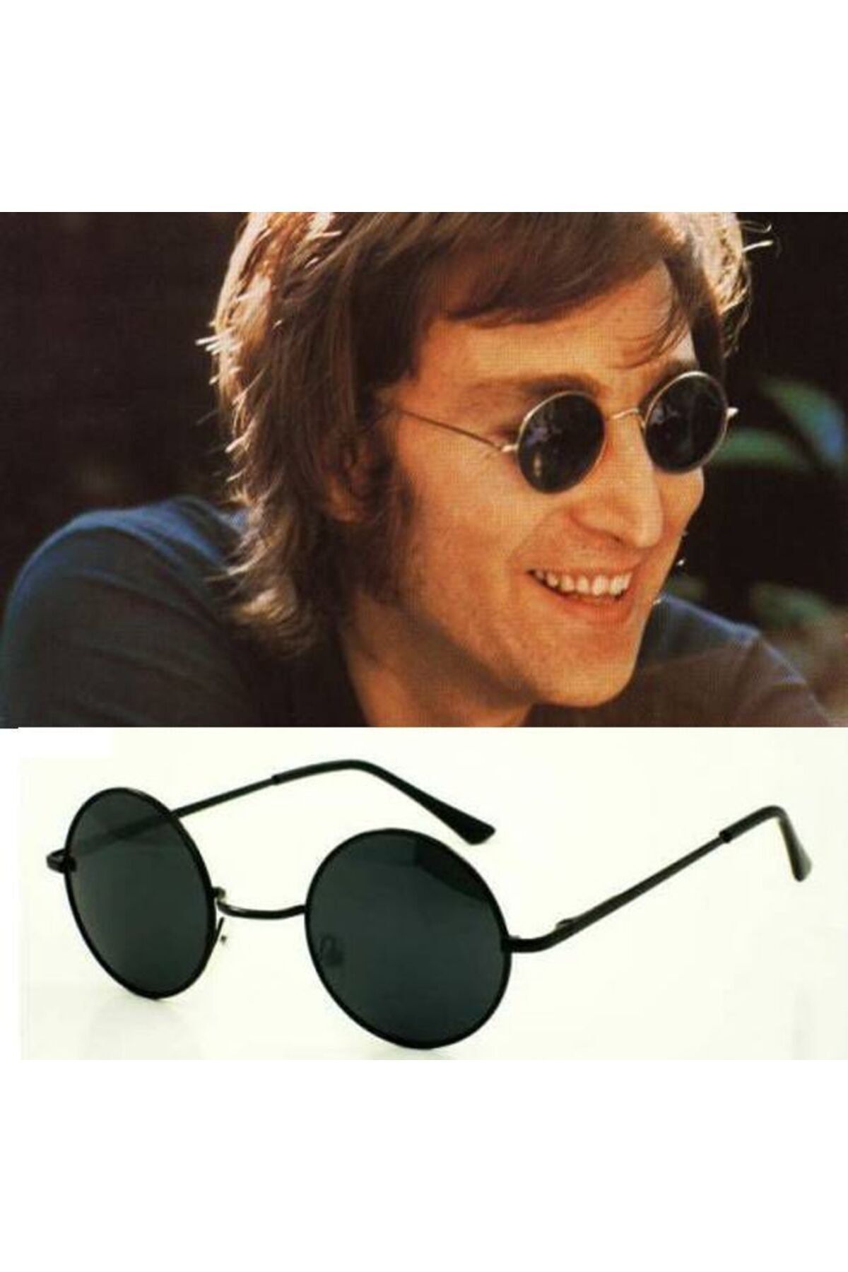 Köstebek Siyah John Lennon Yuvarlak Gözlük