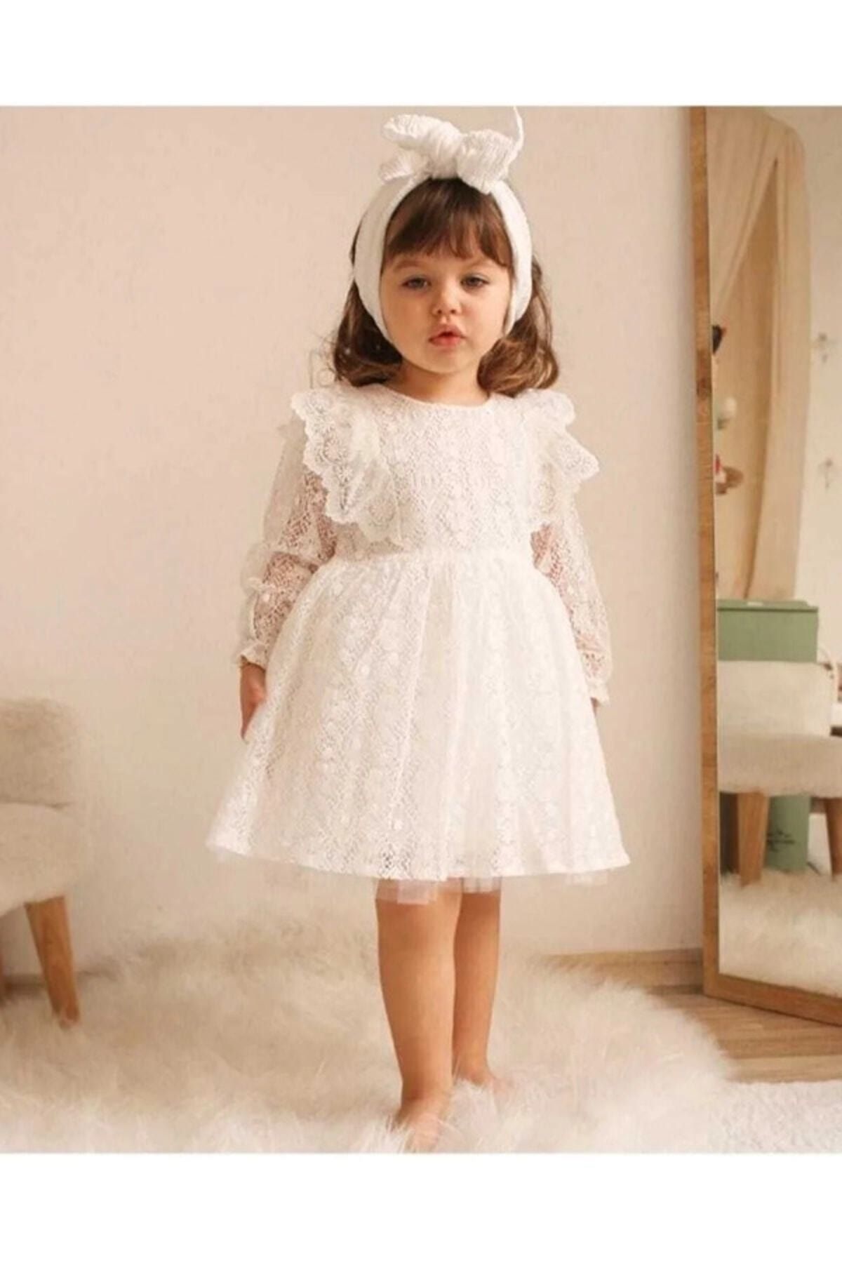 Mininaf Kız Çocuk Güpürlü Özel Gün Elbisesi Ahm25x2