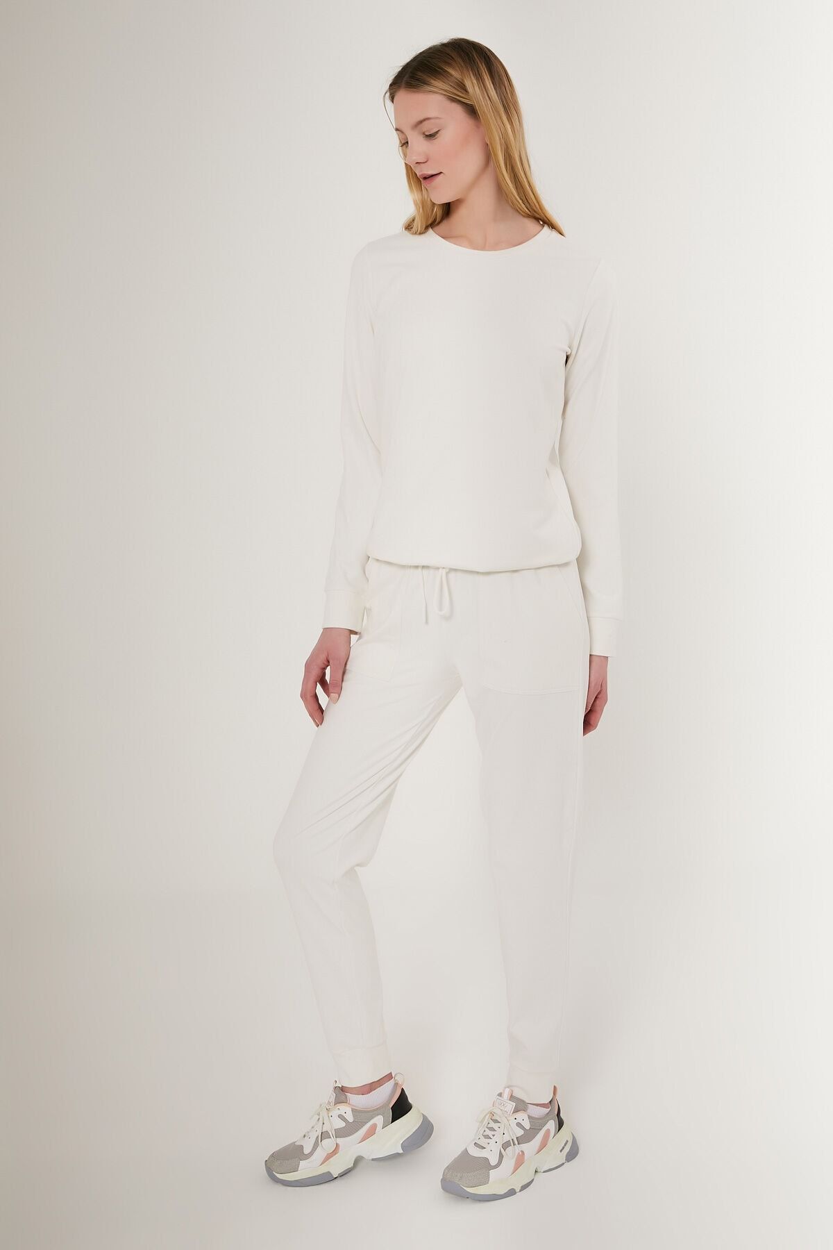 Pierre Cardin Brightwhite Beyaz Kadın Uzun Kol Pijama Takım
