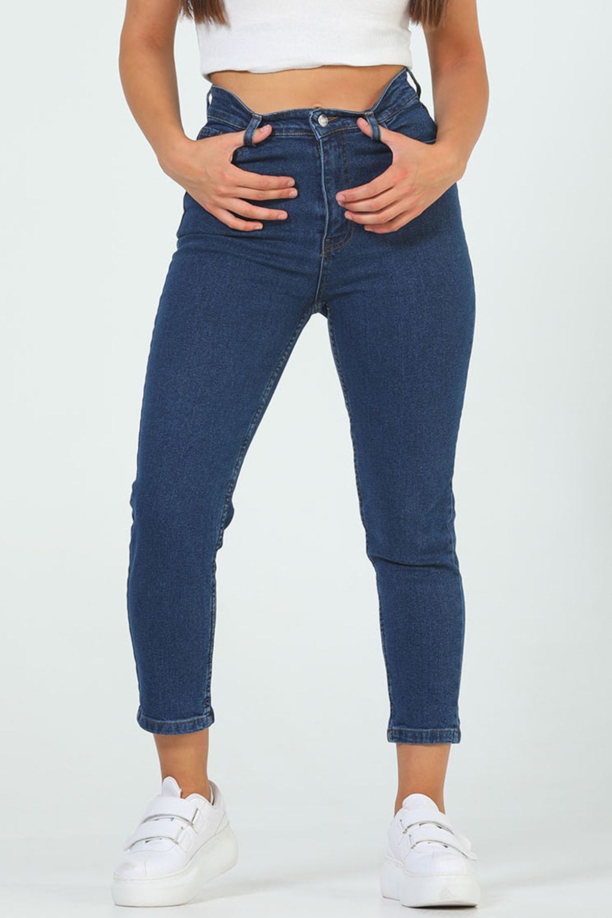 Julude Lacivert Kadın Yüksek Bel Jeans Pantolon