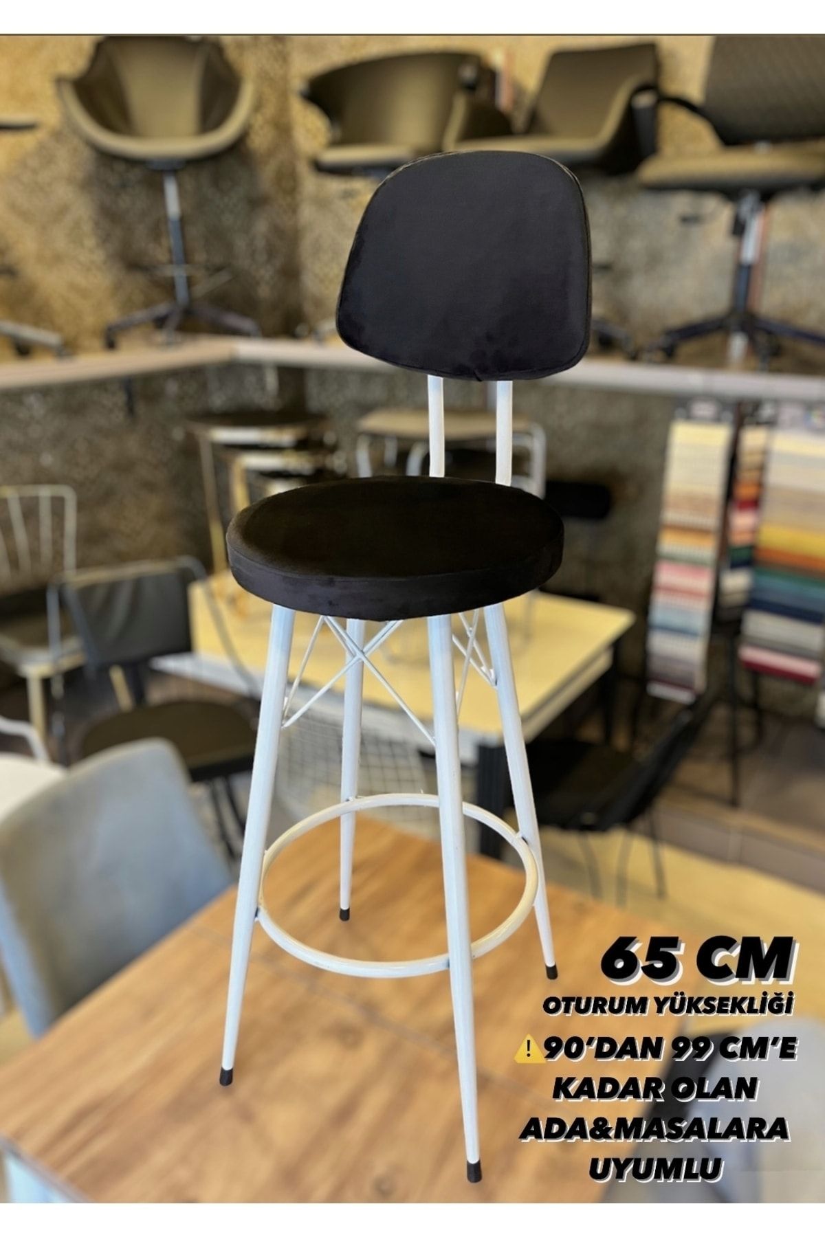 Sandalye Shop Yeni,Dolce Tasarım BabyFace Kumaş Bar Sandalyesi 65 Cm Siyah.90 İle 99 cm Arası ada&Masalara uygun