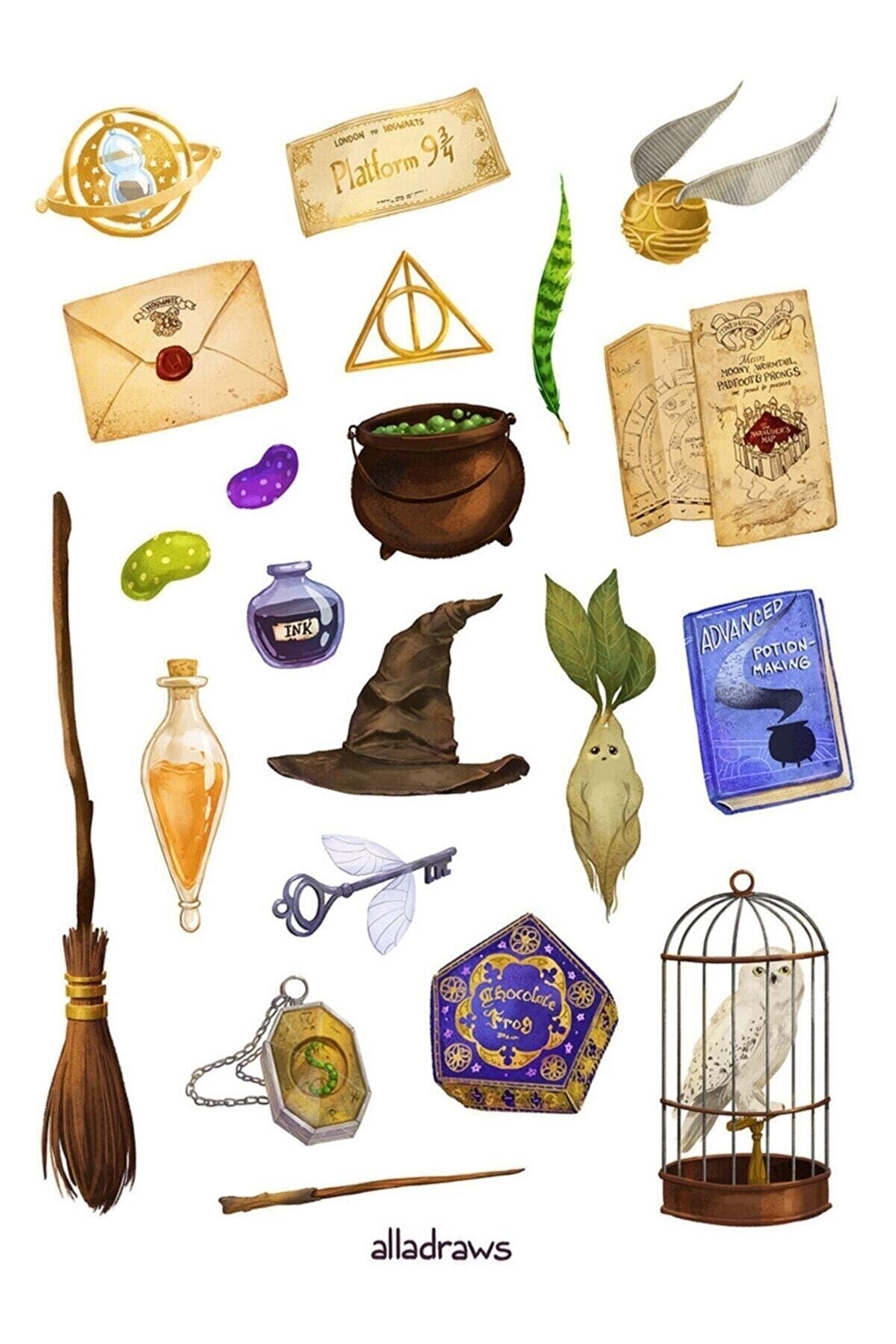 MiniPera Harry Potter Baskılı Özel Tasarım 22'li Sticker Seti